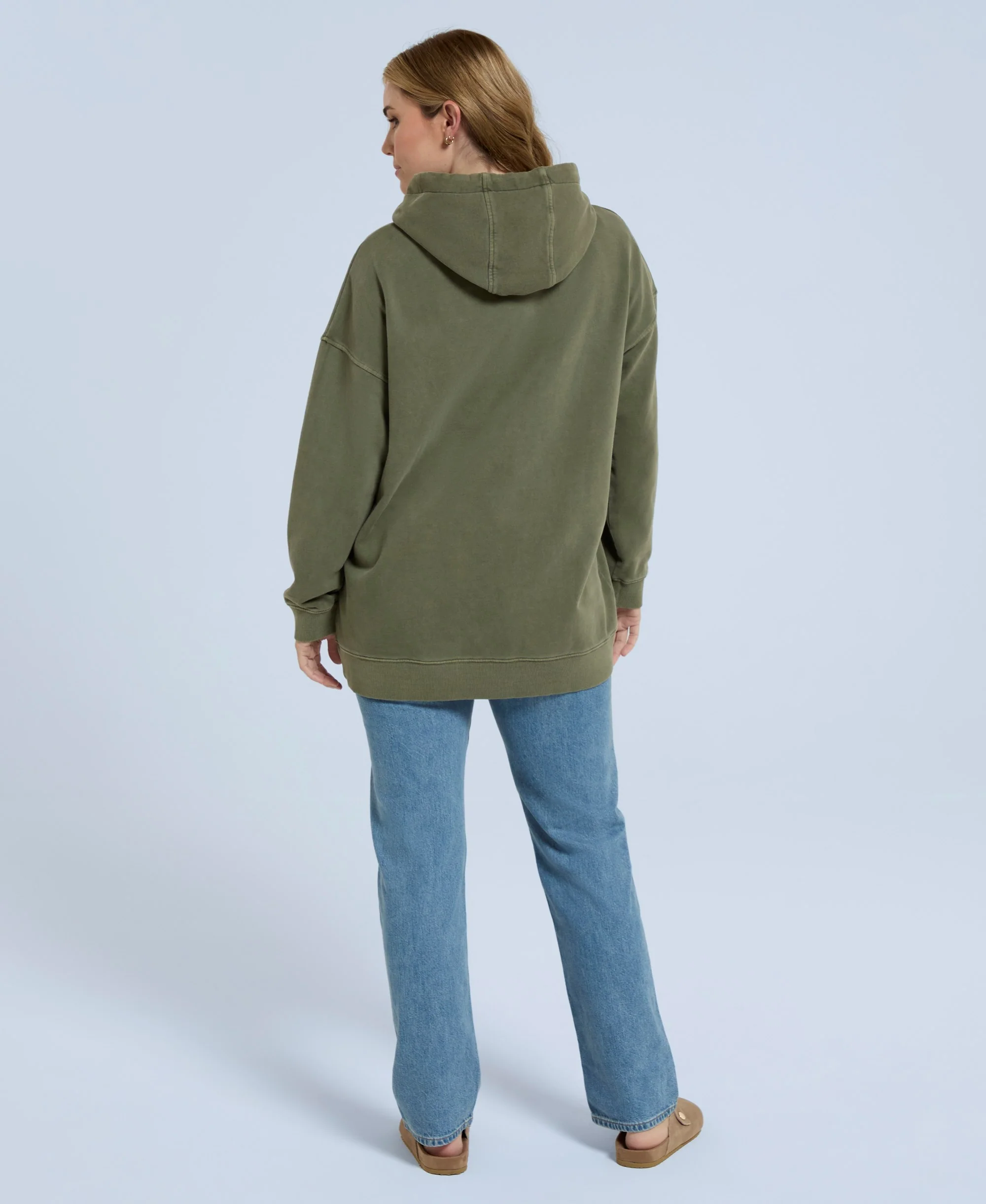 Amber Womens Relaxed Hoodie - Khaki - Image 3