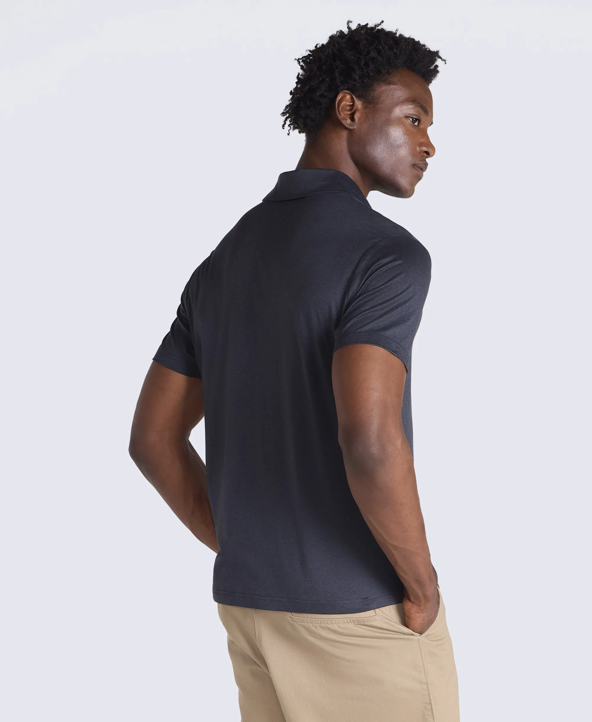 Mens Super Soft Polo Shirt - Black - Image 3
