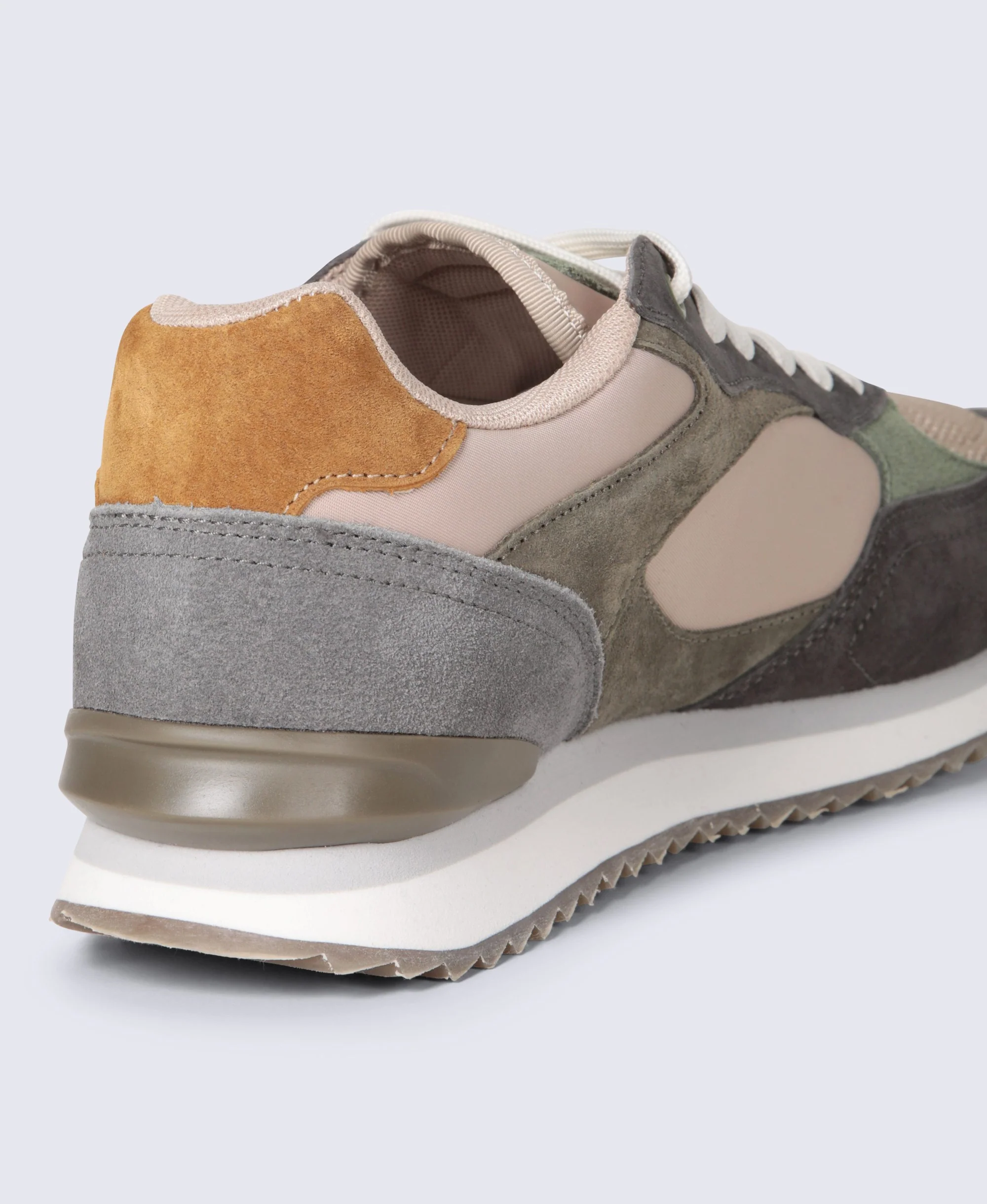 Sutton Mens Casual Leather Trainer - Khaki - Image 4