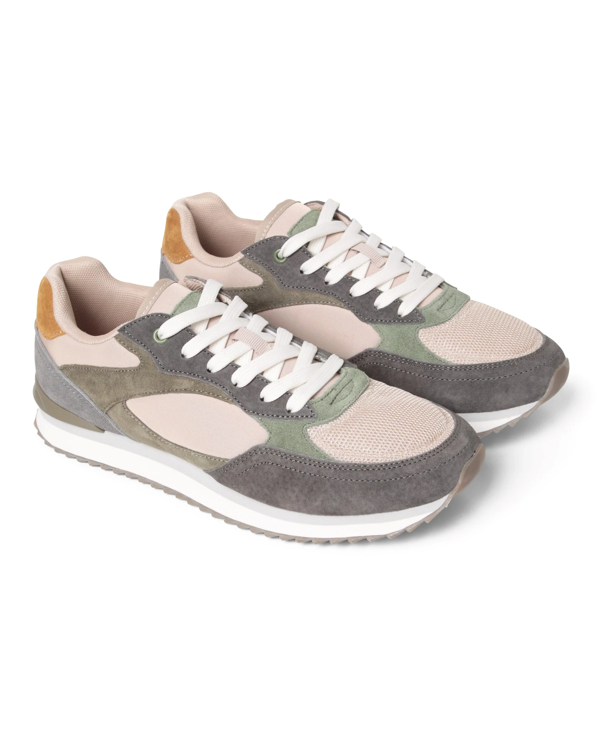 Sutton Mens Casual Leather Trainer - Khaki - Image 6