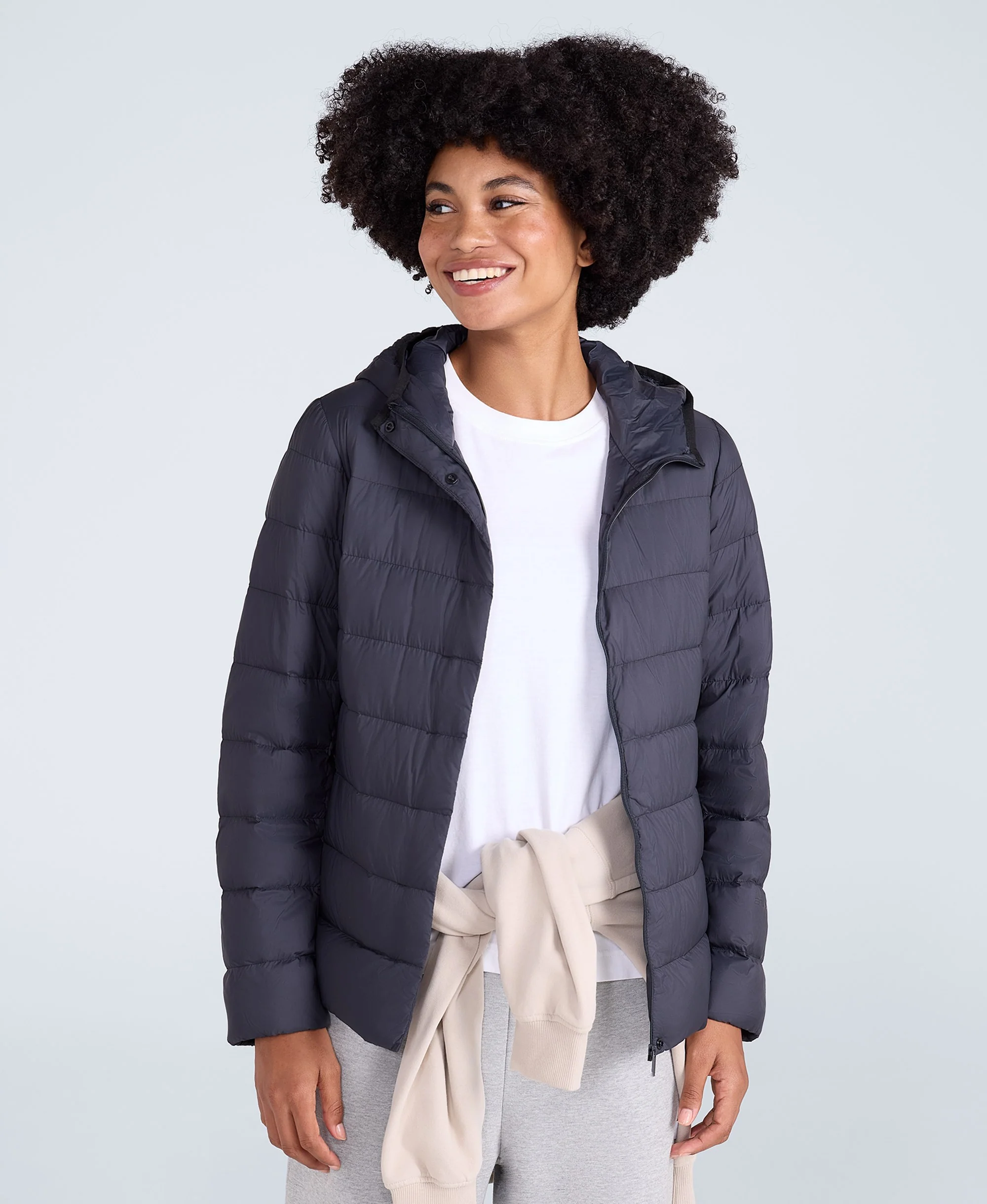 Womens Lightweight Down Packable Jacket - Black