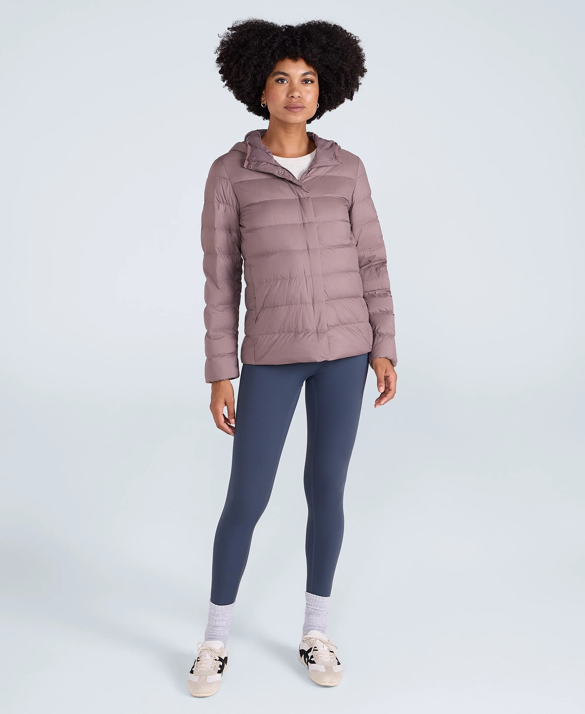 Womens Lightweight Down Packable Jacket - Dusky Purple - Image 3