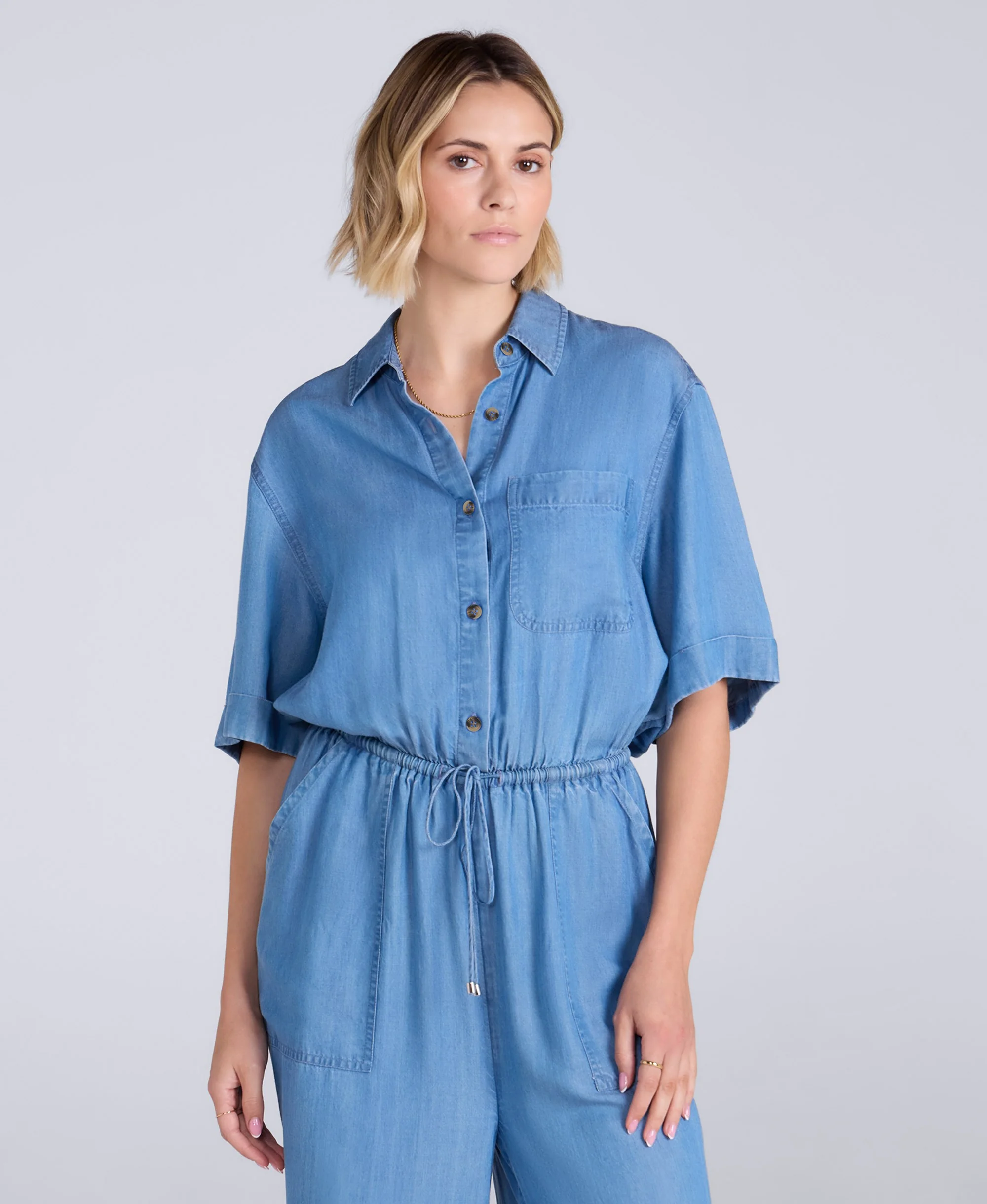 Olivia Womens Jumpsuit - Light Blue - Image 2