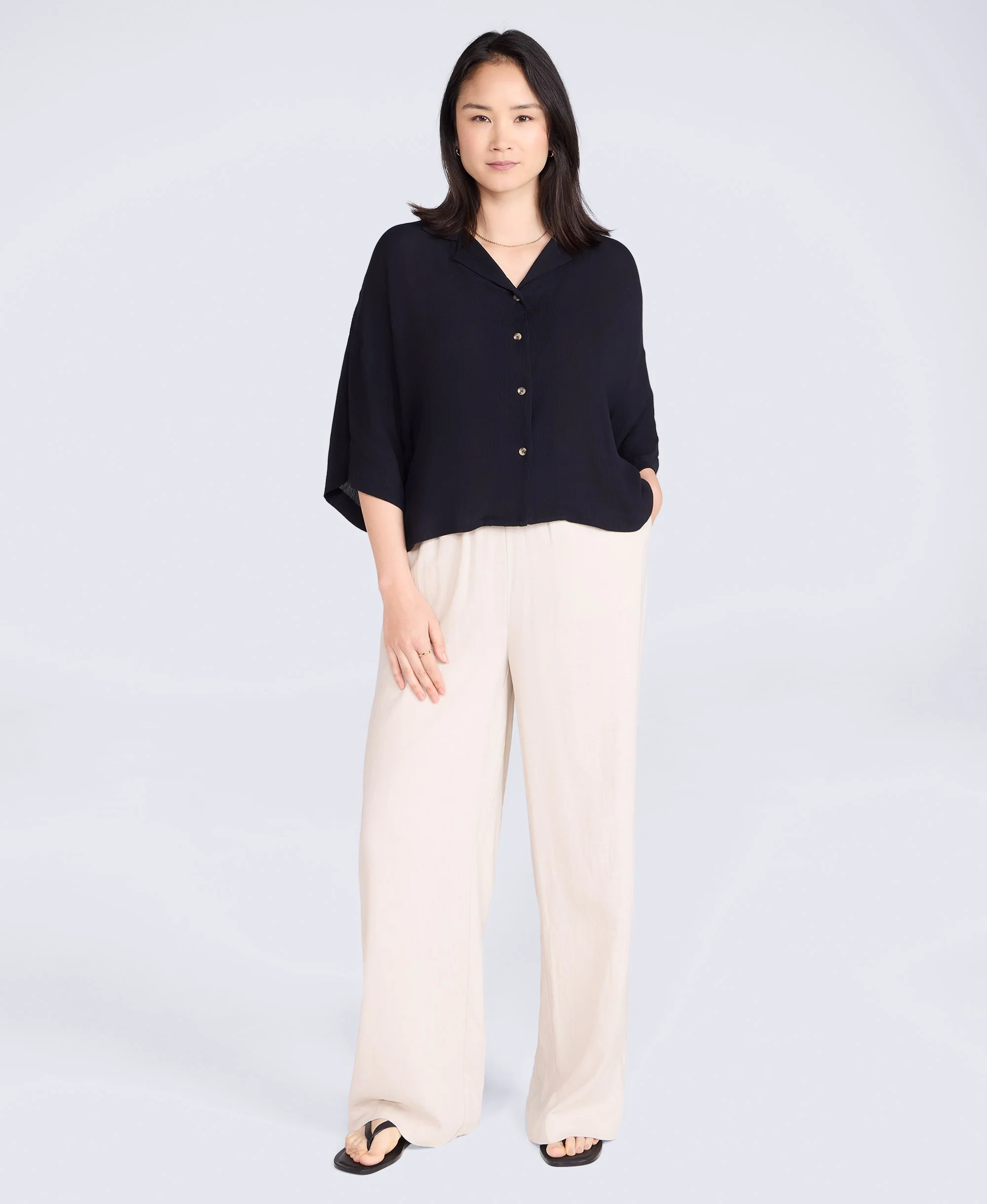 Petra Womens Crinkle Shirt - Black - Image 2