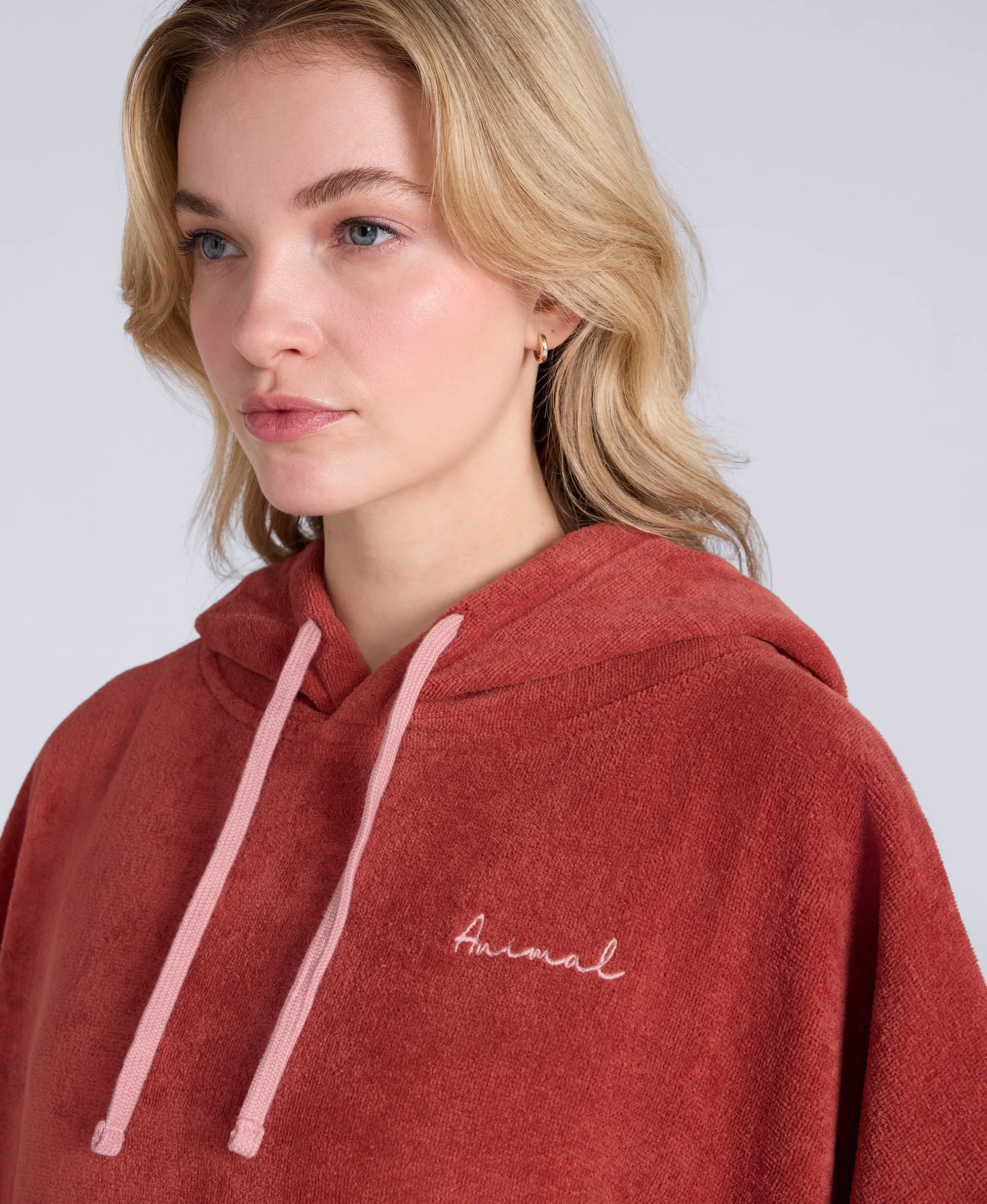 Anna Womens Towelling Poncho - Rust - Image 2