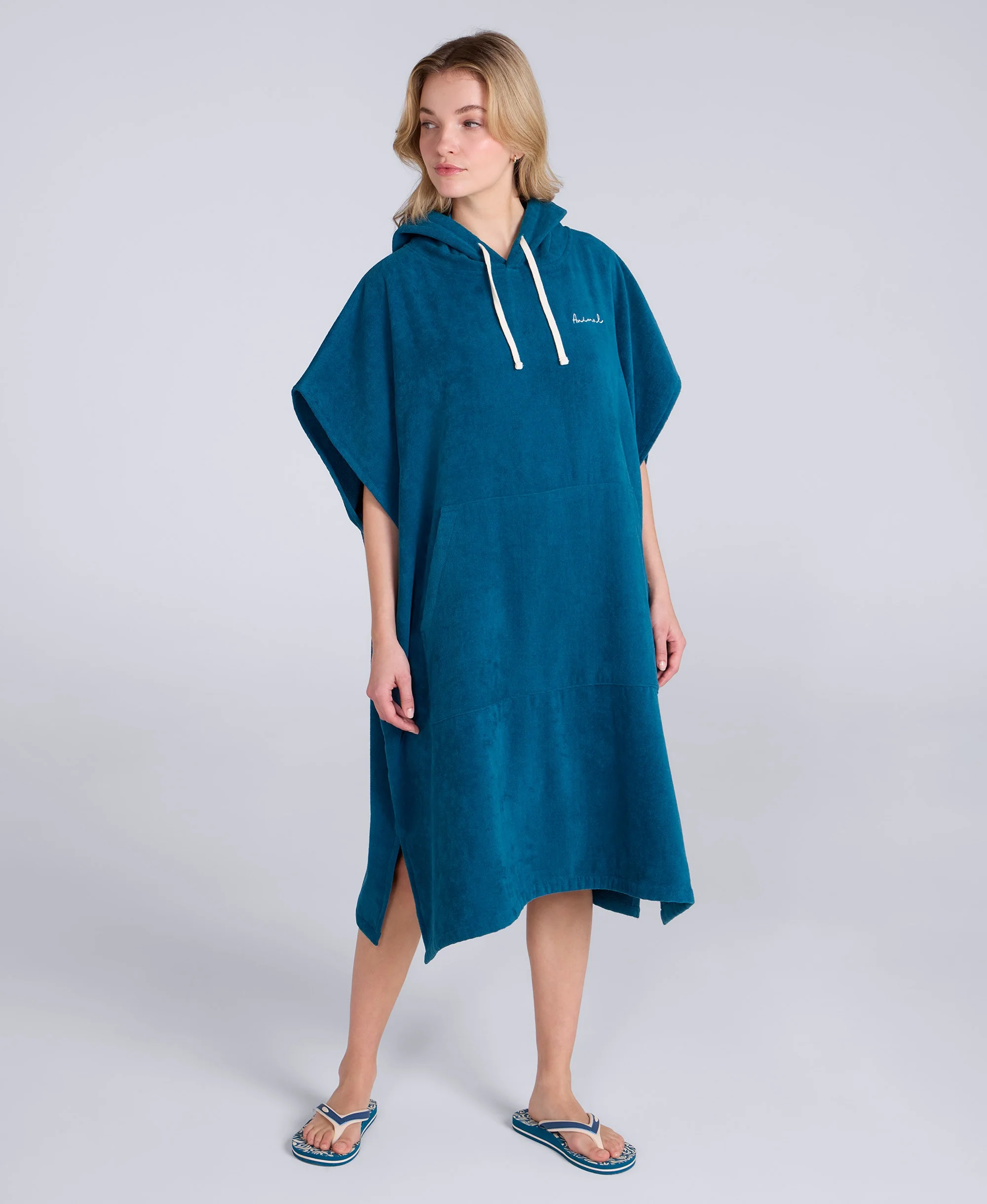 Anna Womens Towelling Poncho - Teal