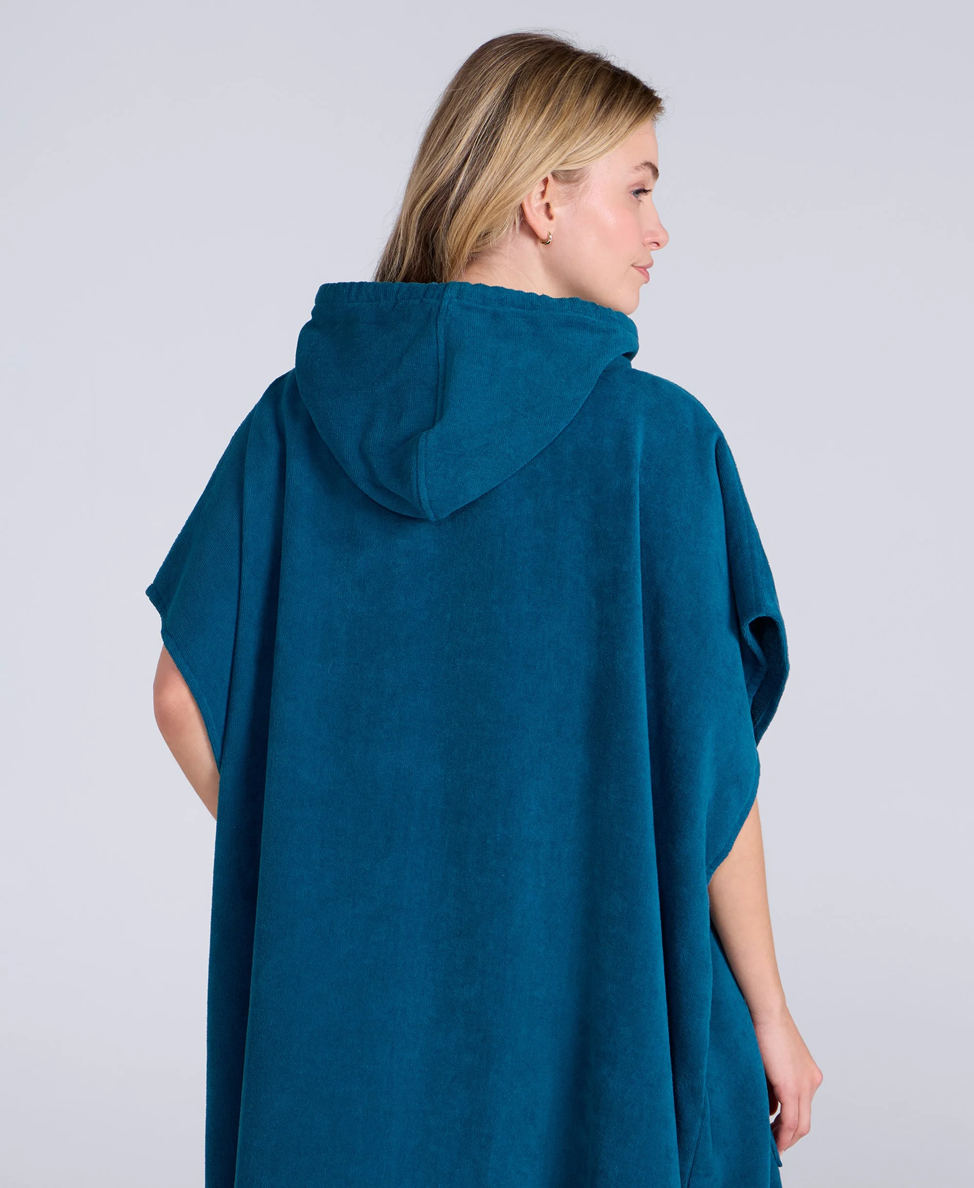 Anna Womens Towelling Poncho - Teal - Image 3