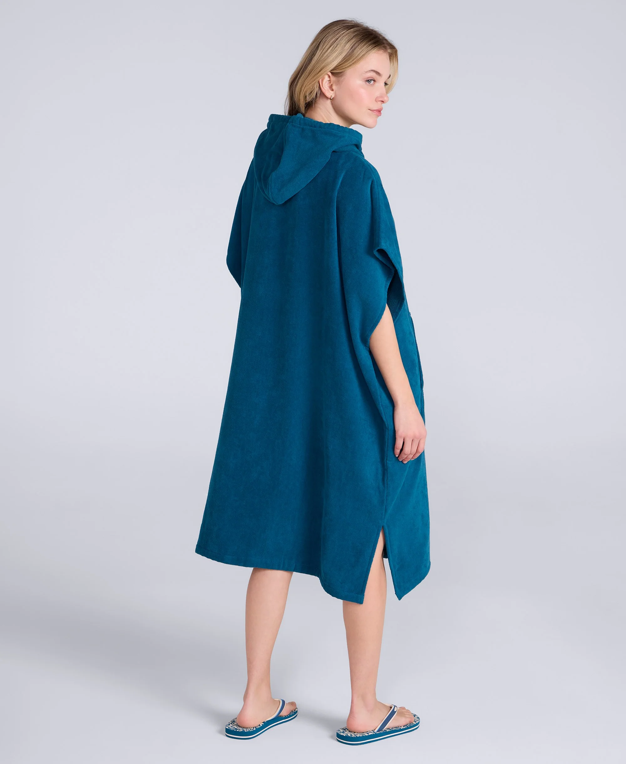 Anna Womens Towelling Poncho - Teal - Image 4