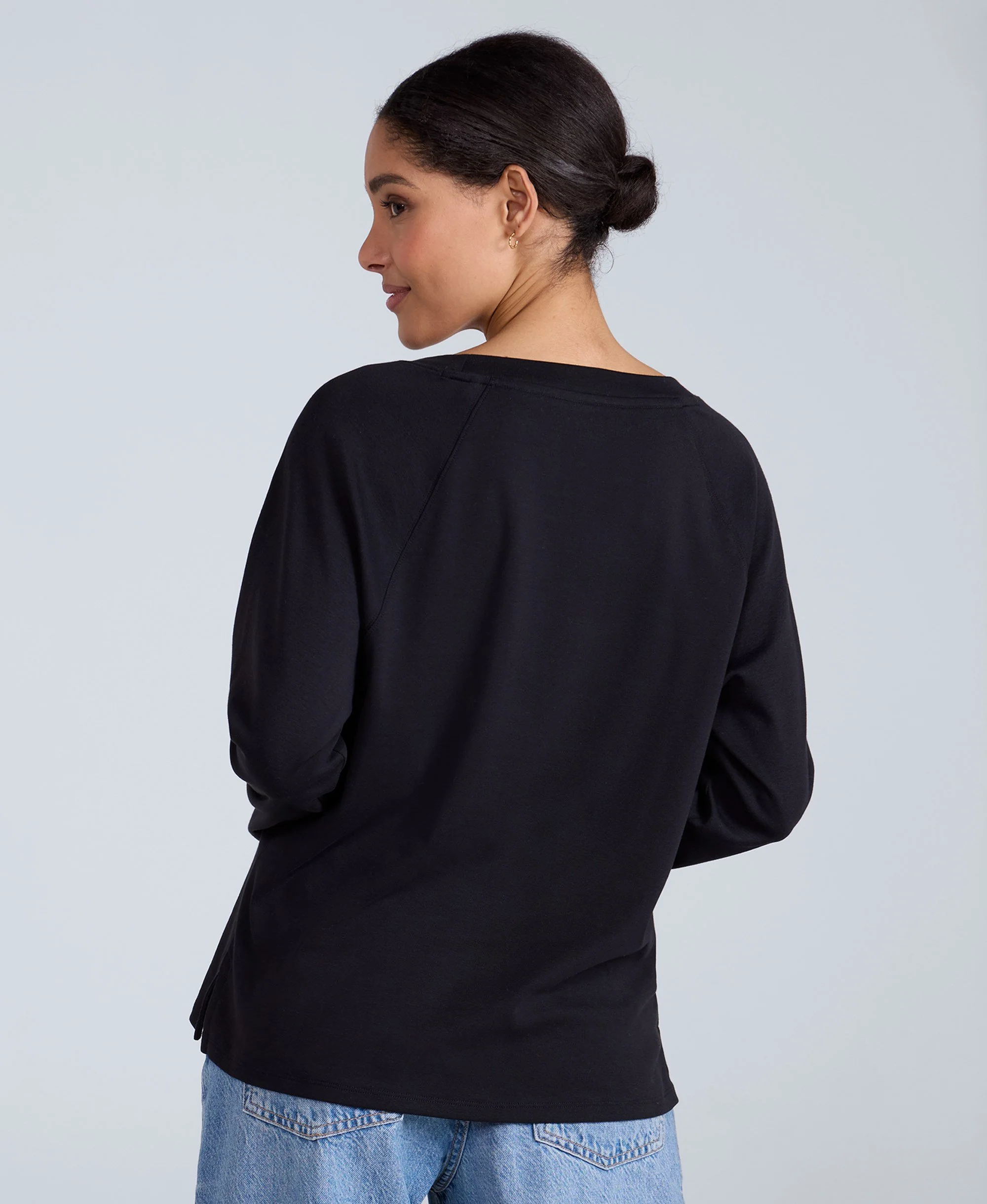 Ashleigh Womens Long Sleeve Top - Black - Image 3