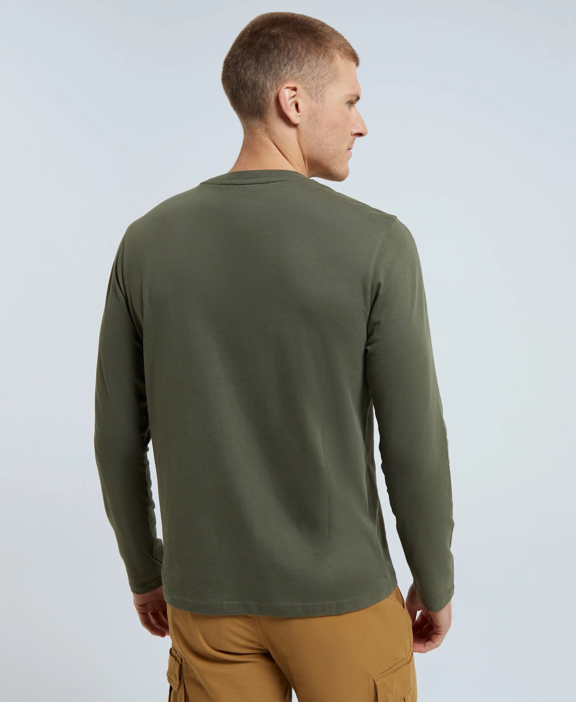 Classico Mens Long Sleeve Tee - Khaki - Image 3