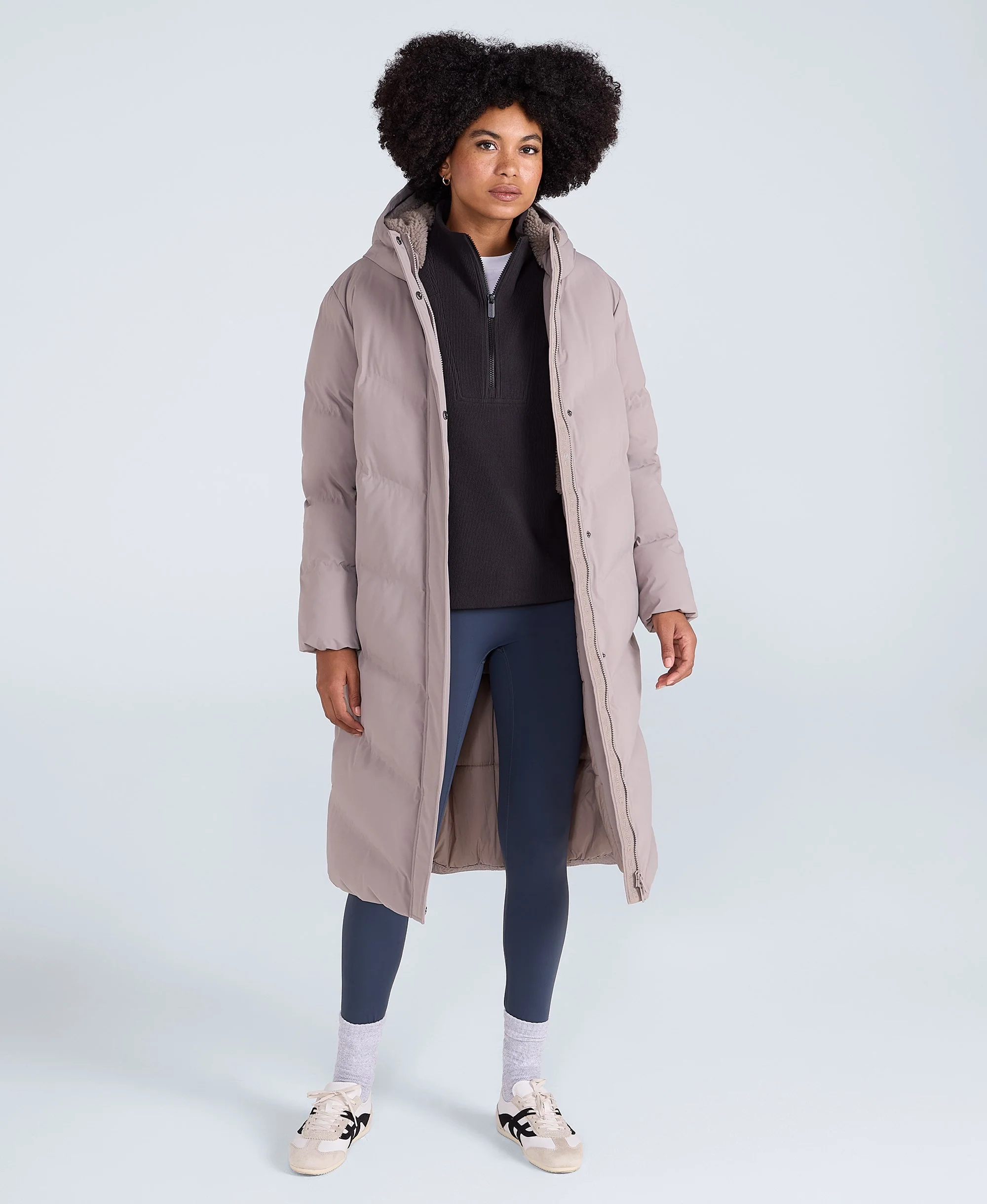 Cocoon Womens Borg Lined Padded Coat - Taupe - Image 2