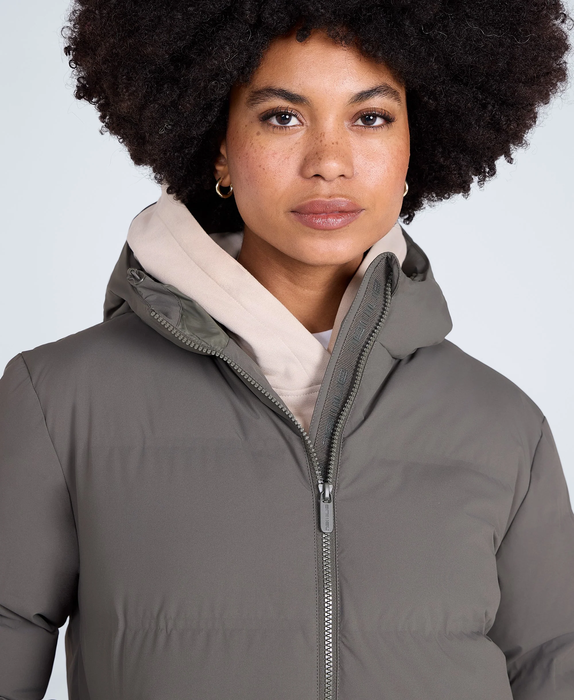 Cosi Cloud Womens Mid Length Down Coat - Khaki - Image 3