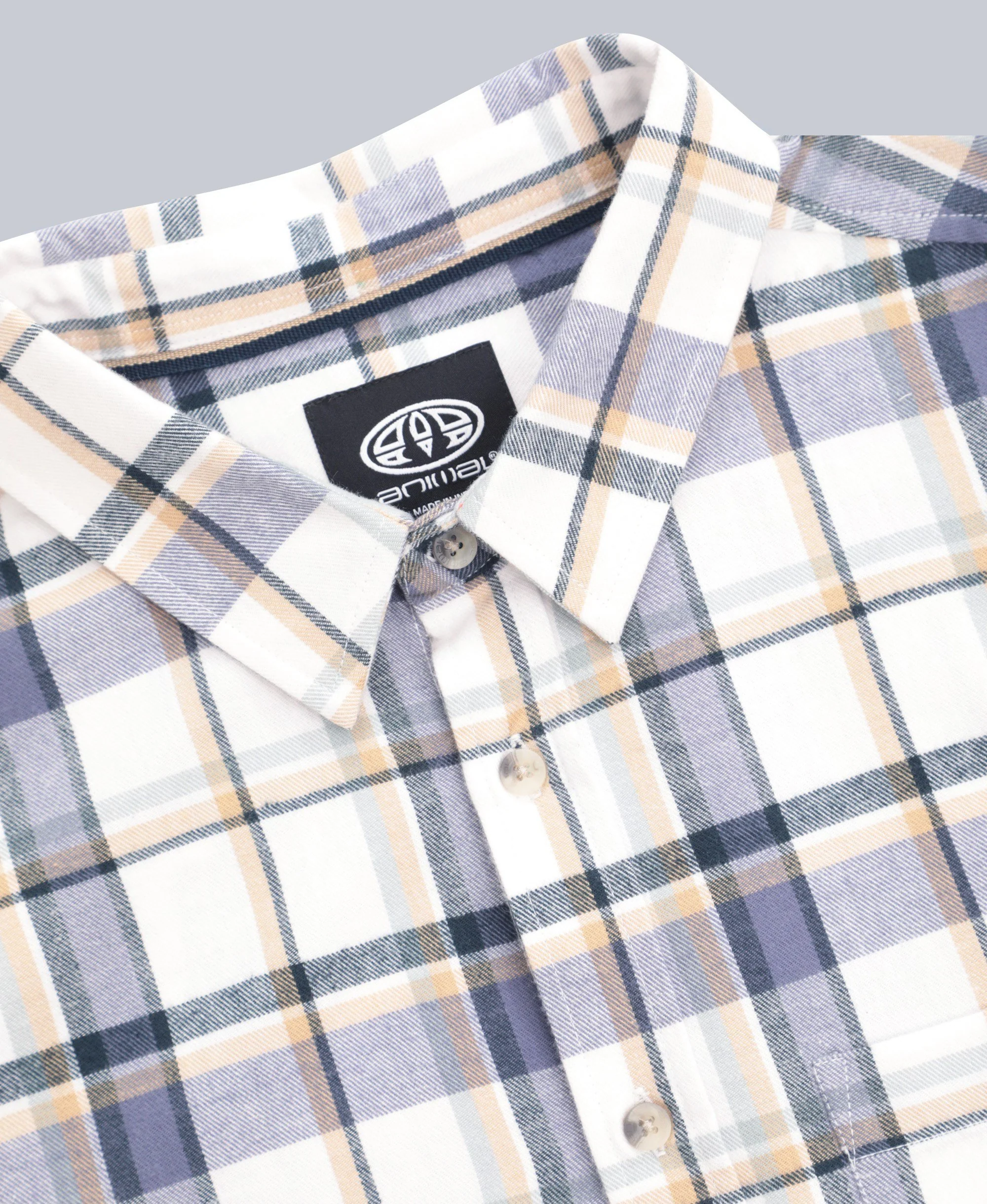 Cove Mens Flannel Shirt - Beige - Image 7