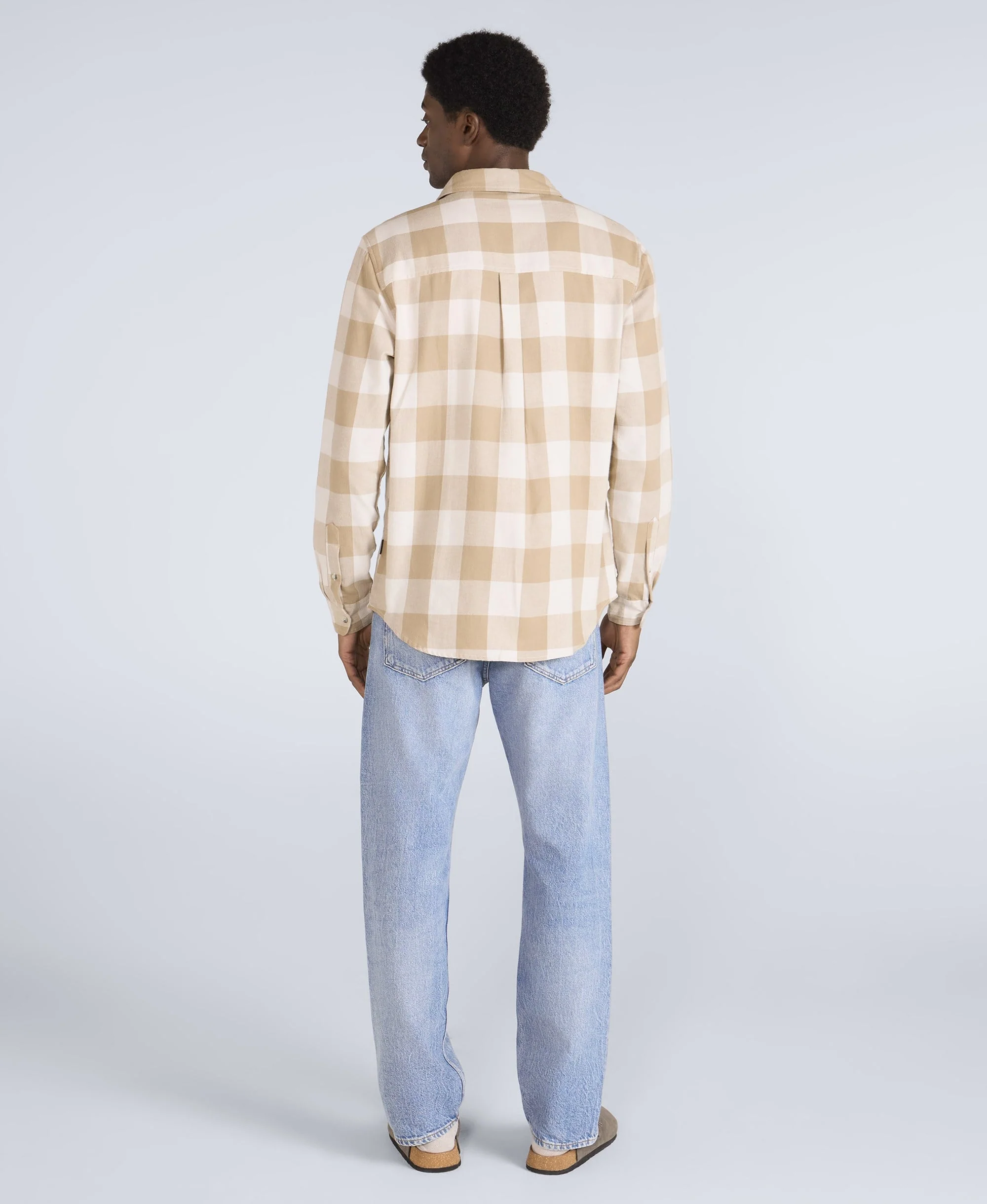 Cove Mens Flannel Shirt - Cream - Image 6