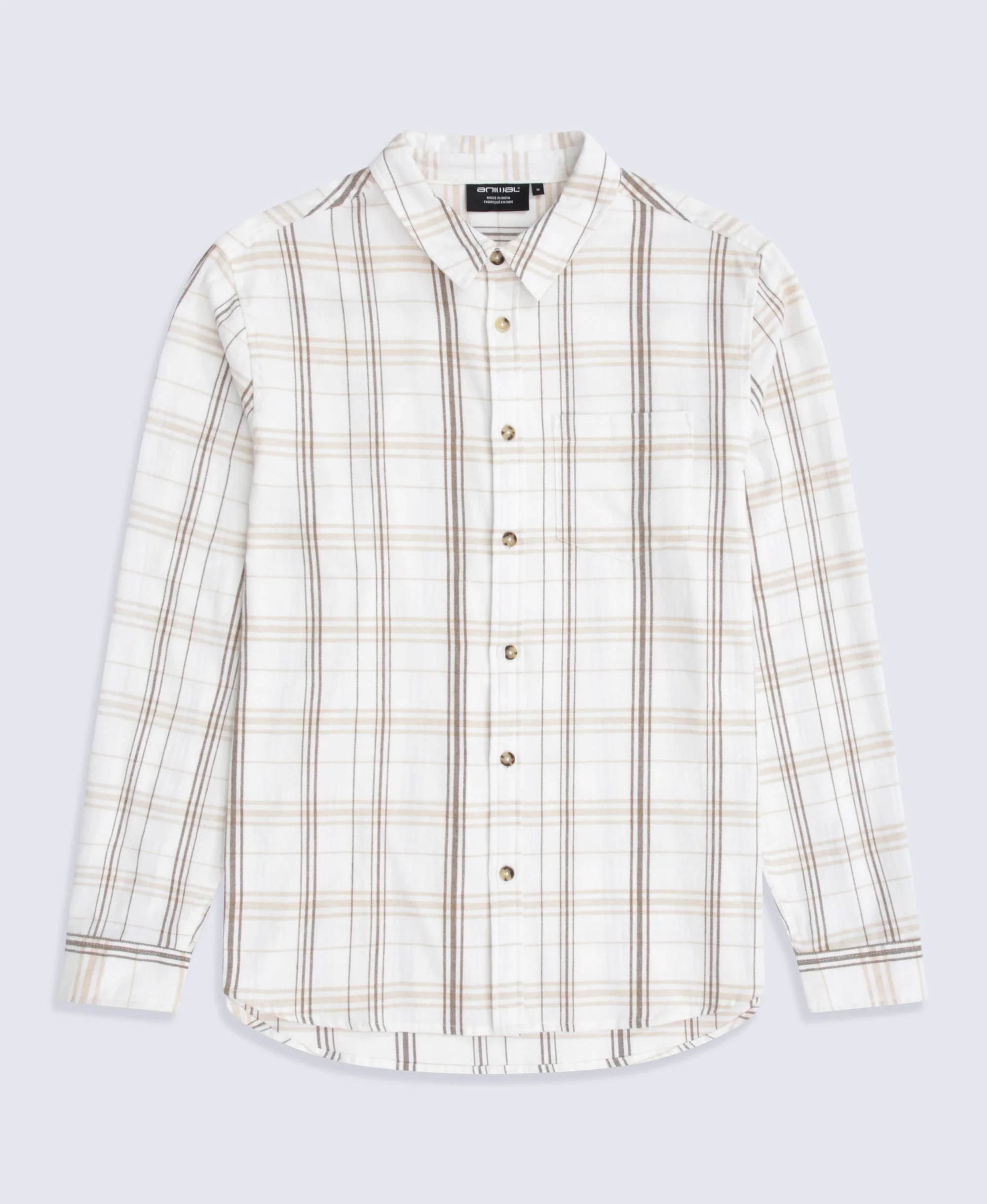 Cove Mens Flannel Shirt - Light Beige - Image 6