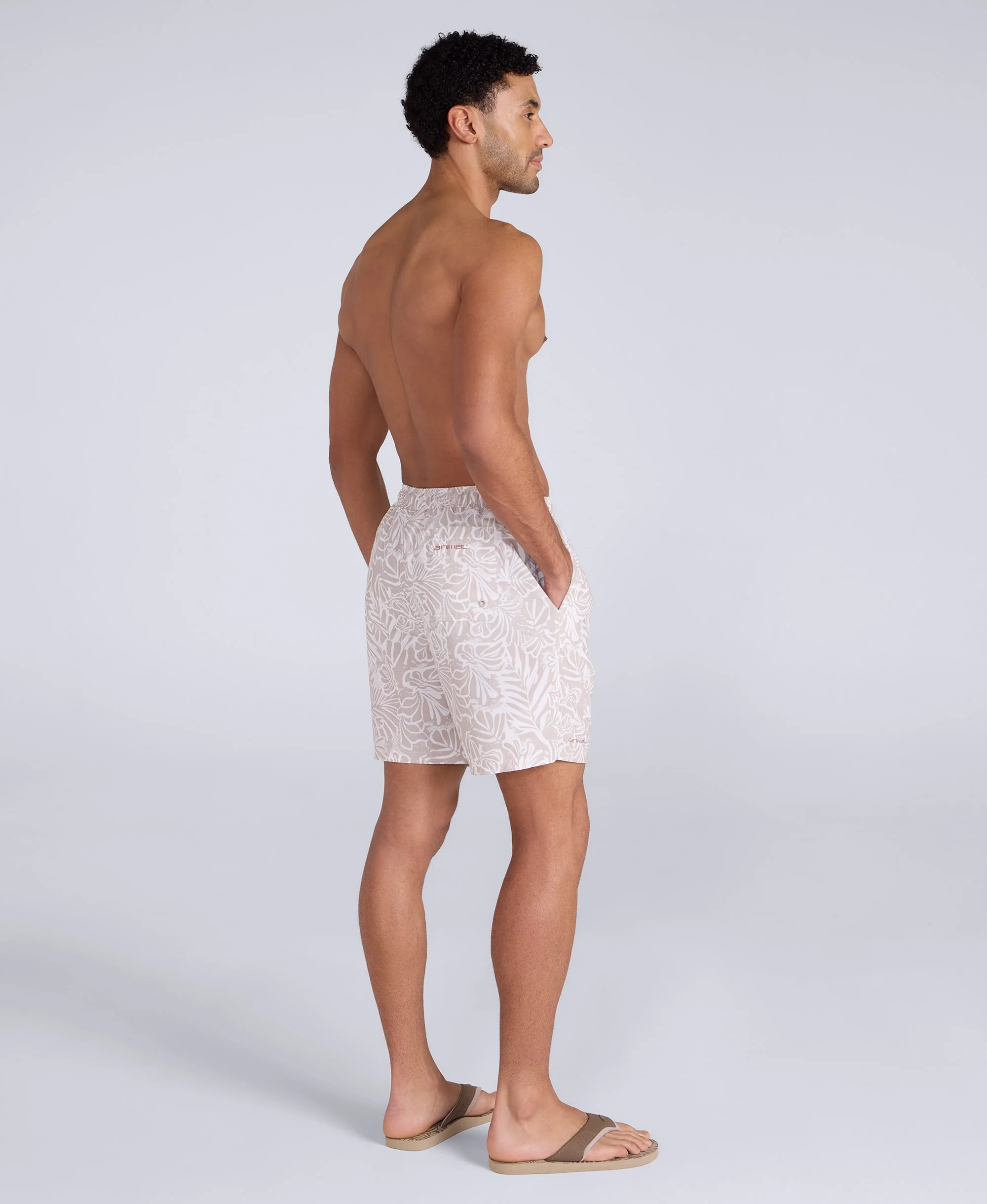 Deep Dive Mens Printed Boardshorts - Light Beige - Image 5