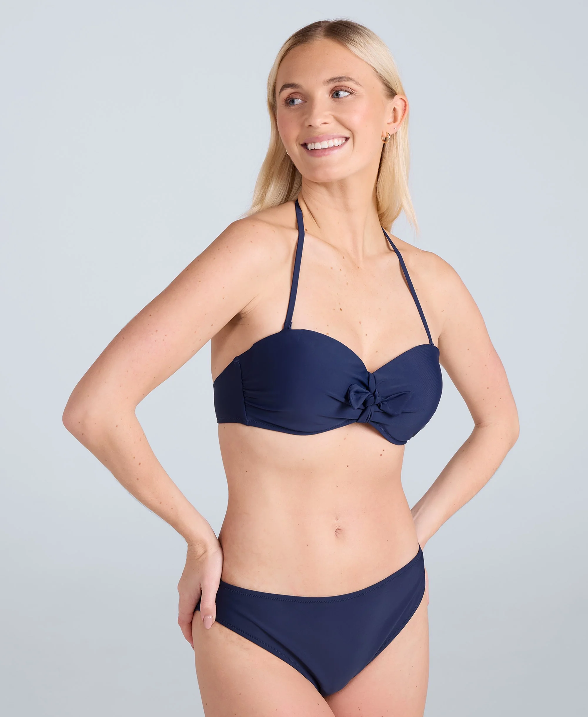 Docks Womens Printed Tie Front Bikini Top - Dark Blue - Image 2