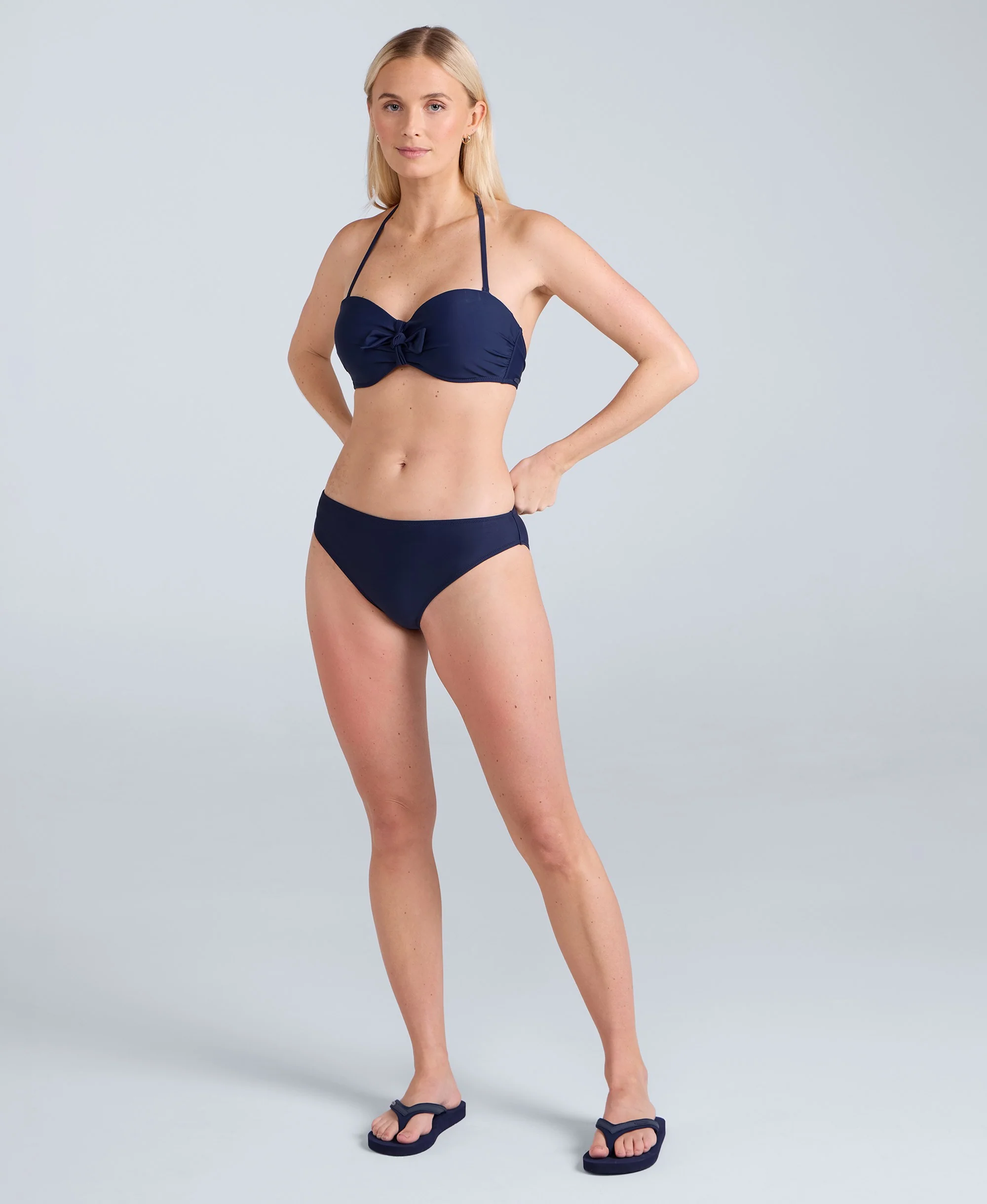 Docks Womens Printed Tie Front Bikini Top - Dark Blue - Image 3