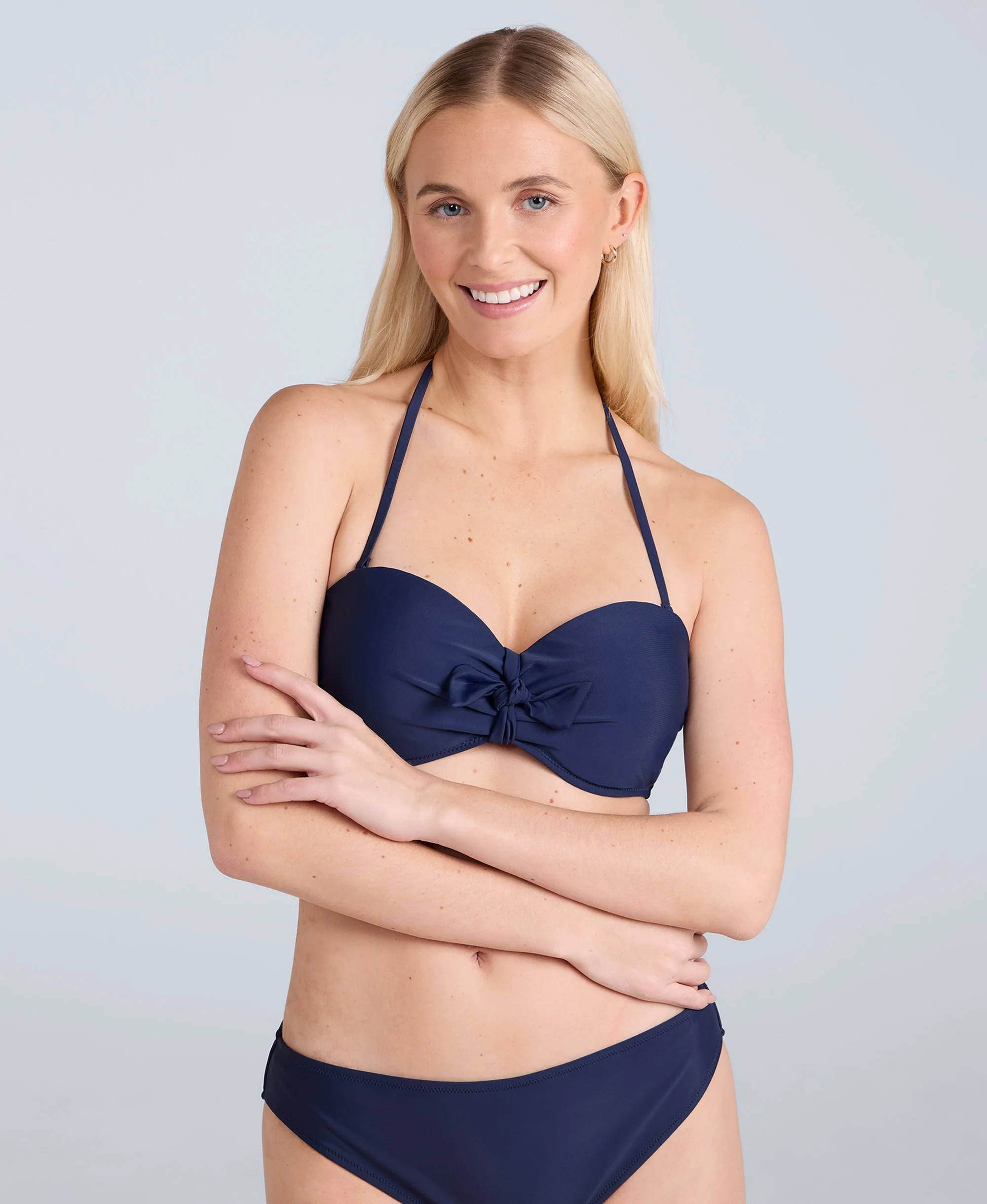 Docks Womens Printed Tie Front Bikini Top - Dark Blue - Image 5