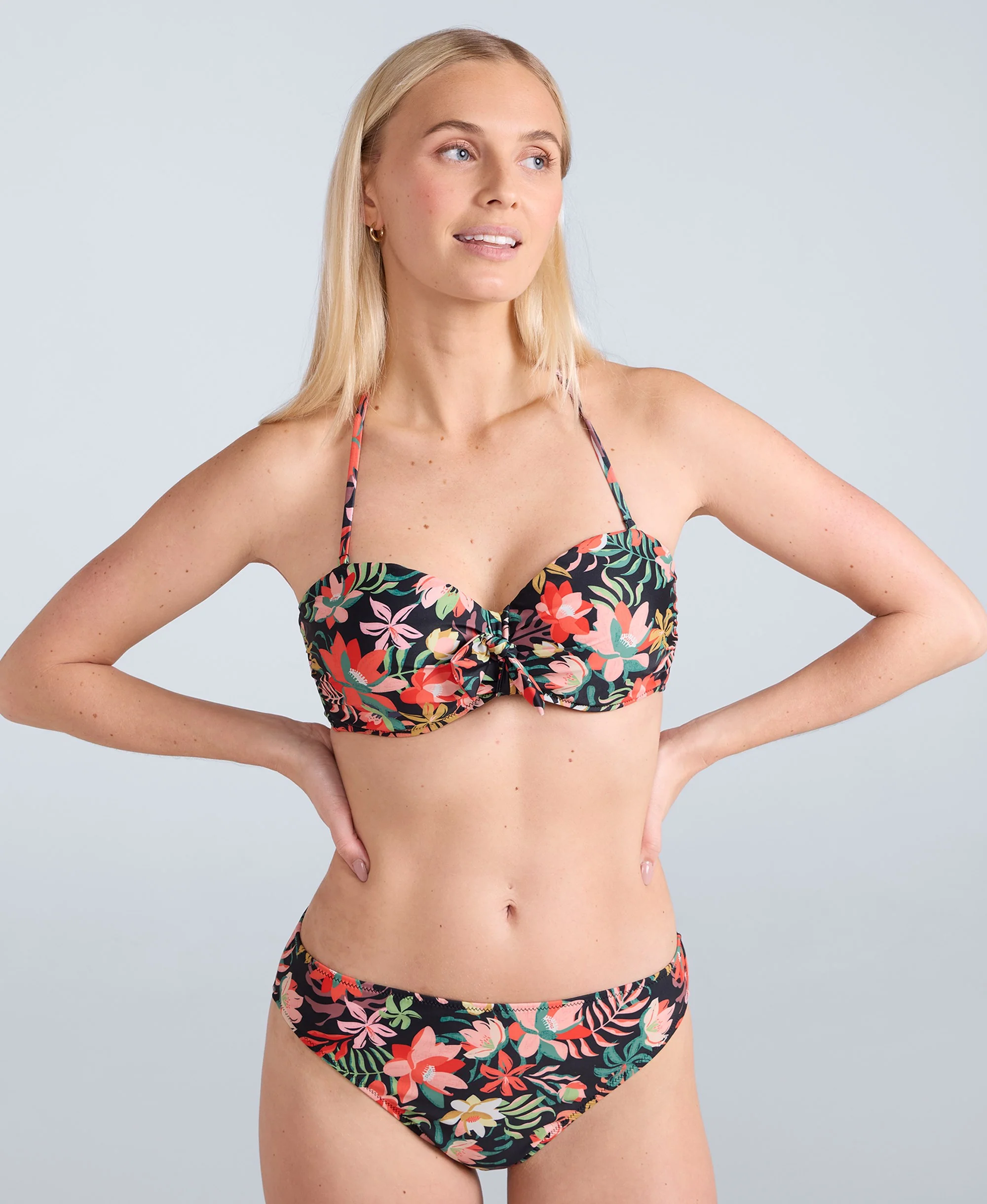 Docks Womens Printed Tie Front Bikini Top - Mixed