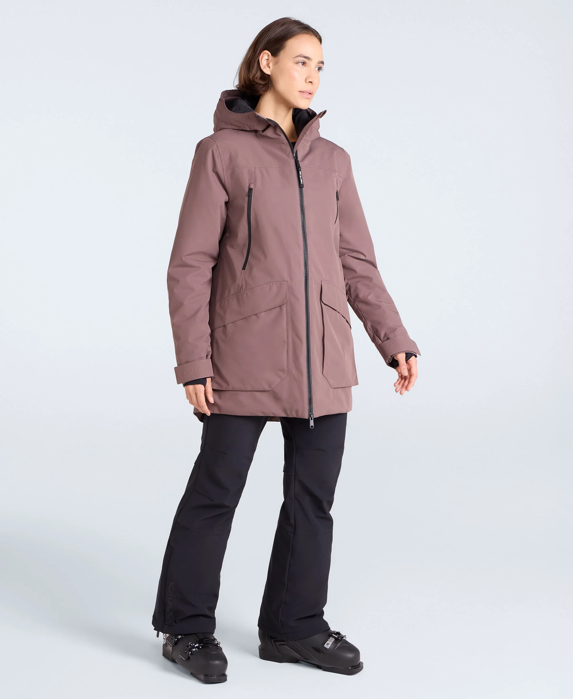 Echo Womens Waterproof Ski Jacket - Brown - Image 2
