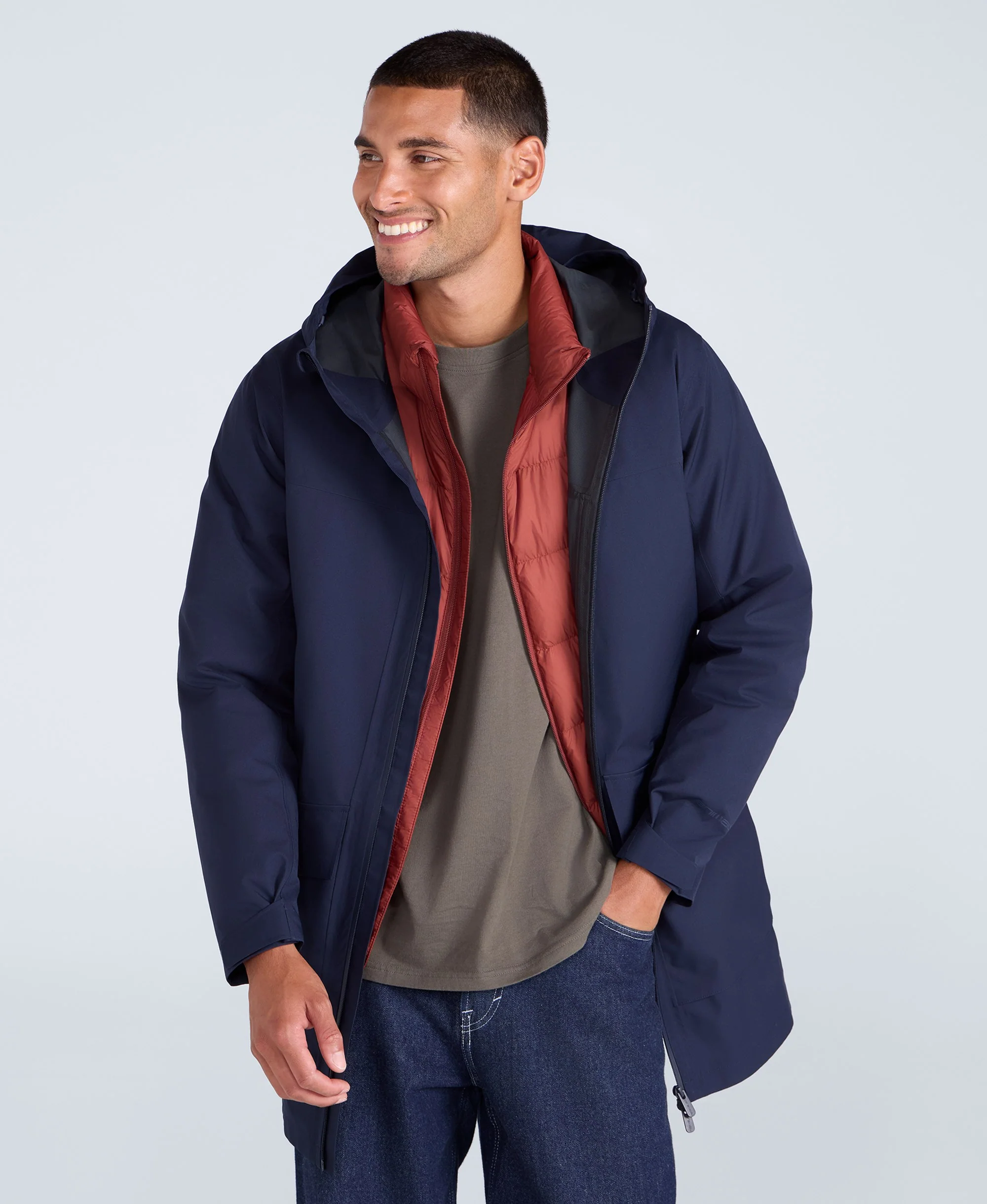 Elements Mens Longline 2.5 Layer Waterproof Jacket - Navy - Image 4
