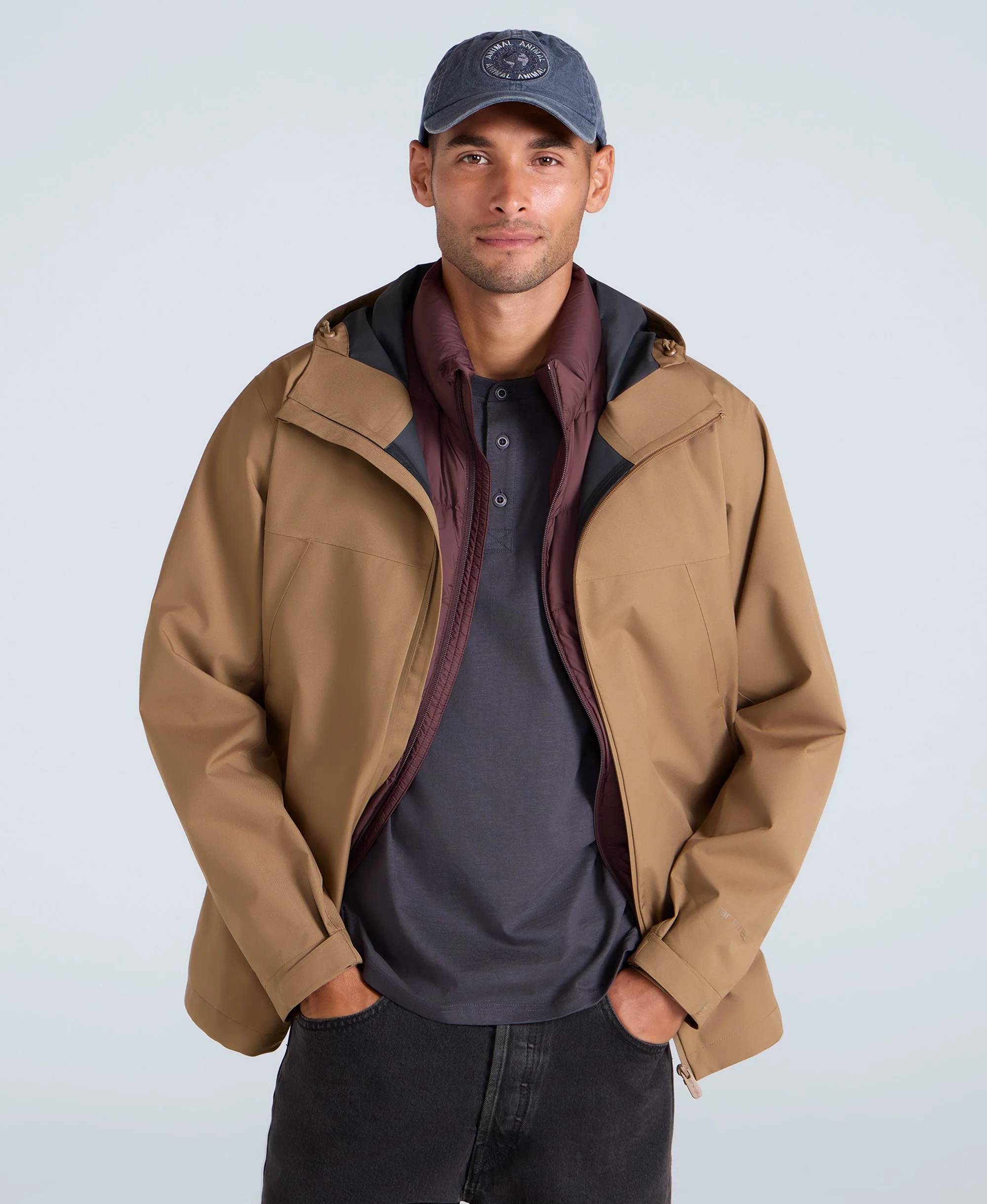Elements Mens 2.5 Layer Waterproof Jacket - Tan - Image 3