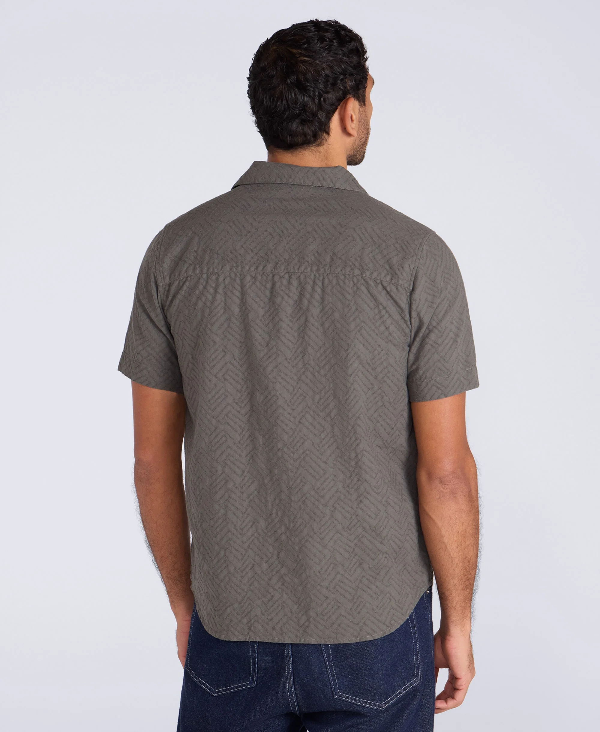 Fiji Mens Textured Shirt - Green - Image 5