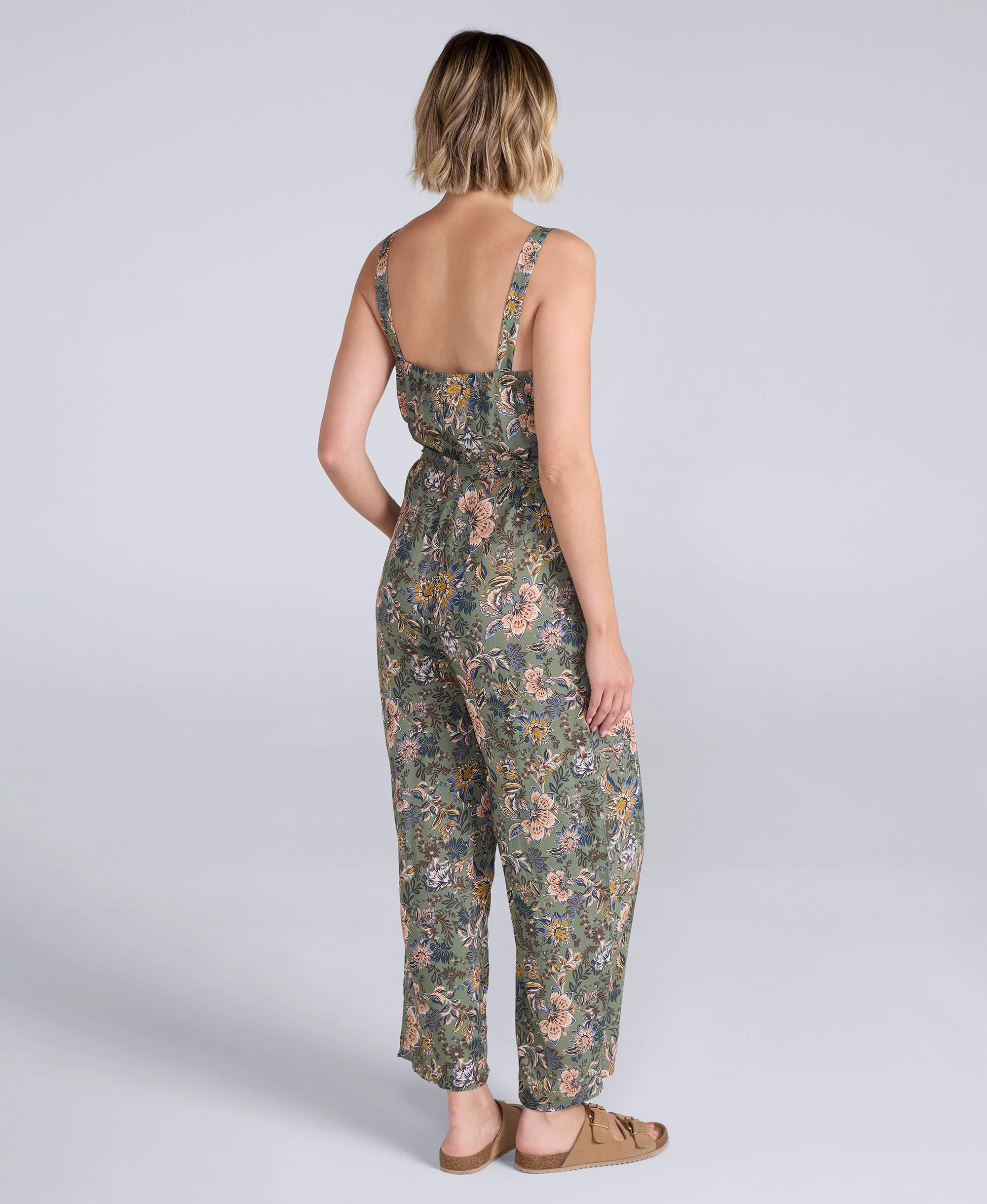 Flora Womens EcoVero Capri Jumpsuit - Light Khaki - Image 4