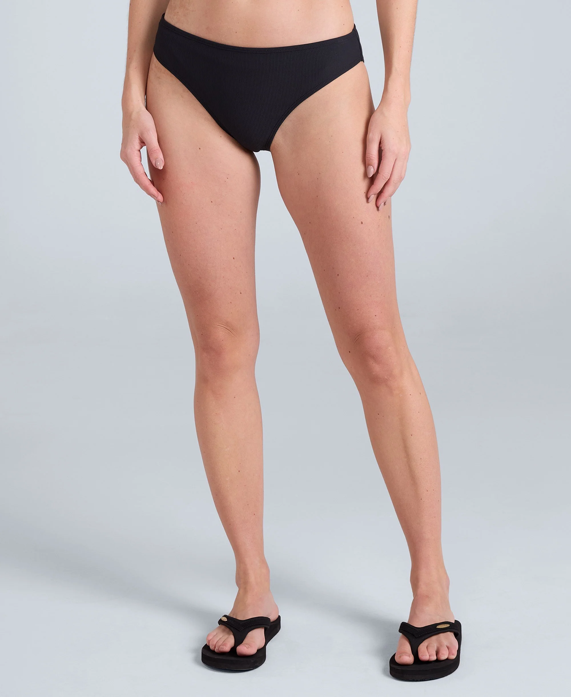 Florence Womens Ribbed Bikini Bottoms - Black - Image 2