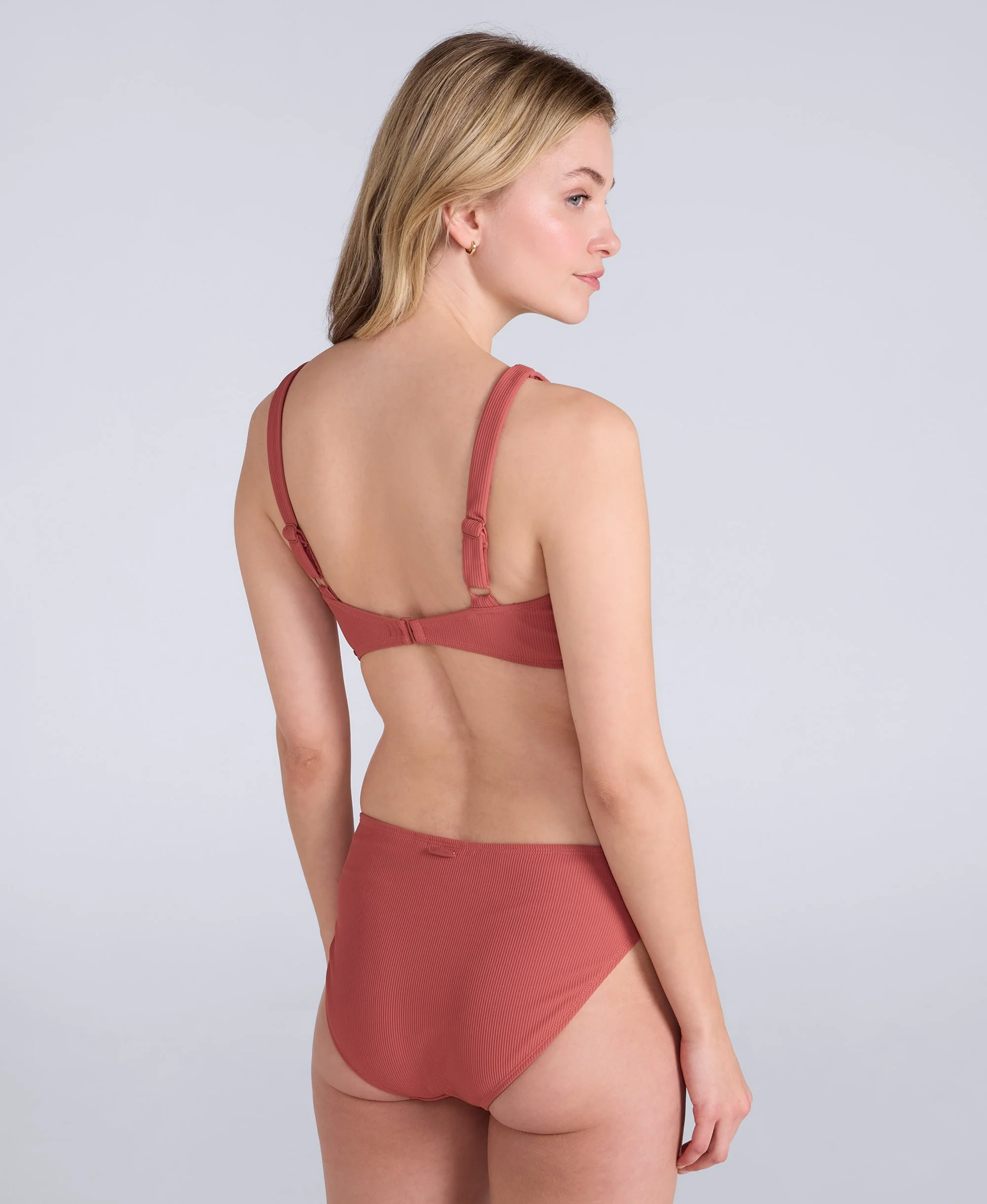 Florence Womens Ribbed Bikini Top - Burgundy - Image 3