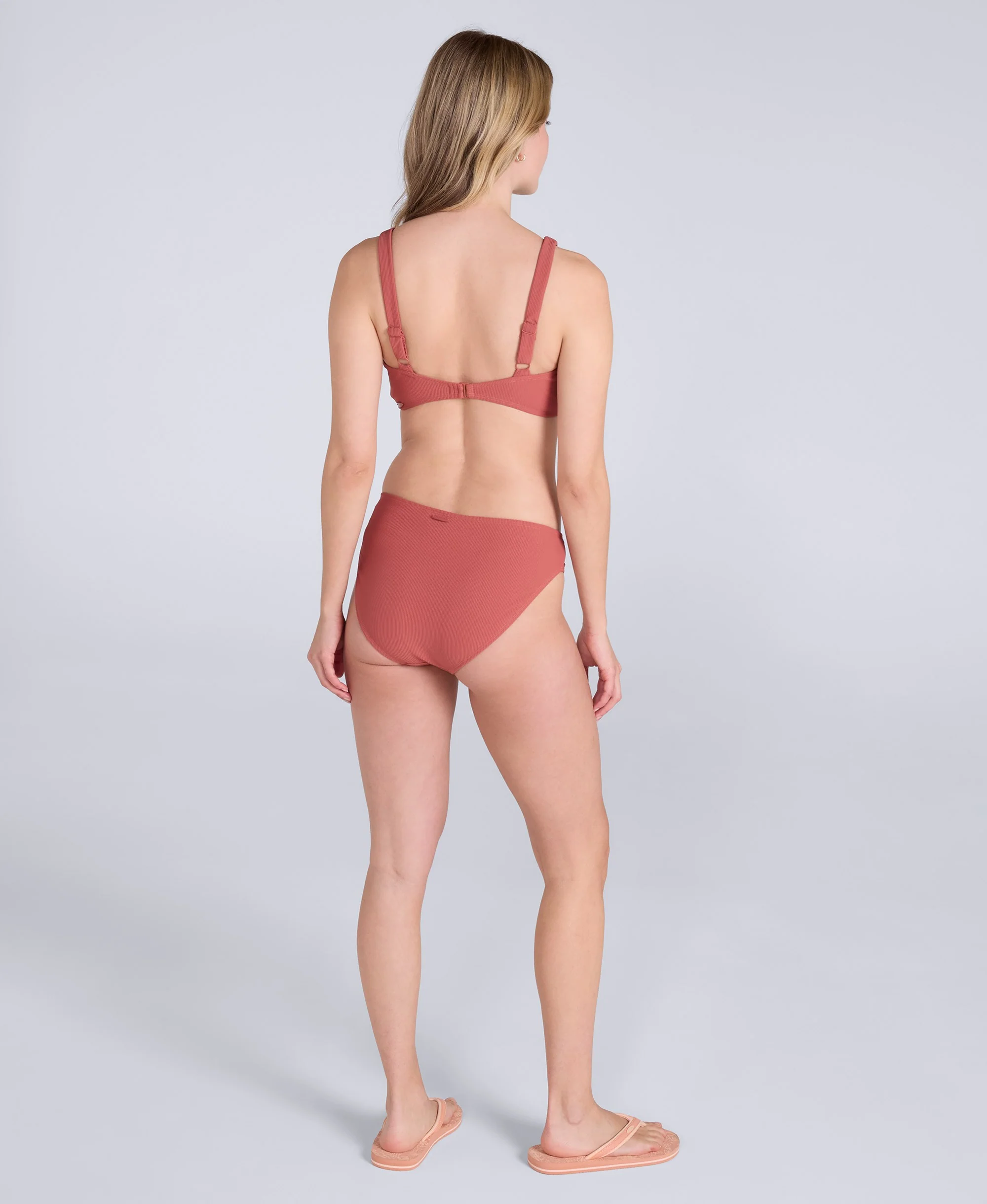 Florence Womens Ribbed Bikini Top - Burgundy - Image 4