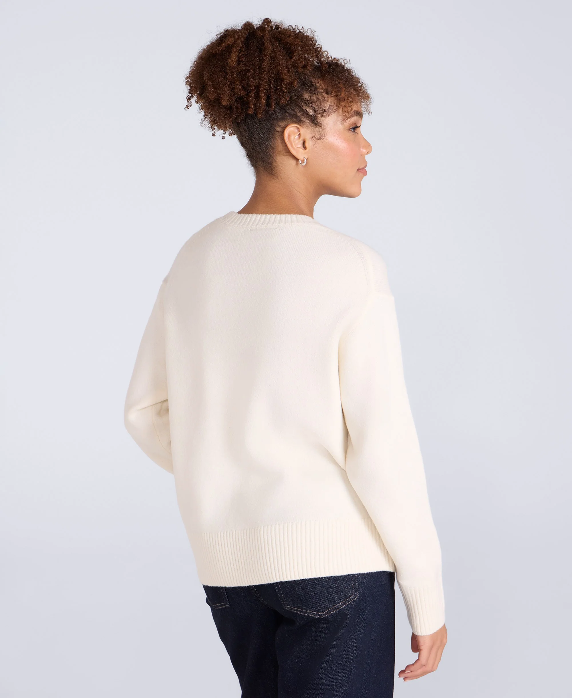 Fluffy Womens Jumper - Light Beige - Image 4