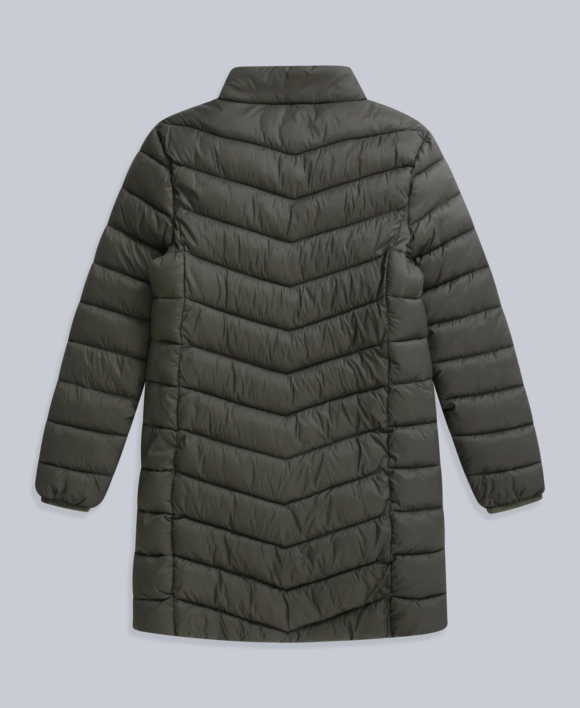 Frankie Womens Longline Padded Jacket - Dark Khaki - Image 2