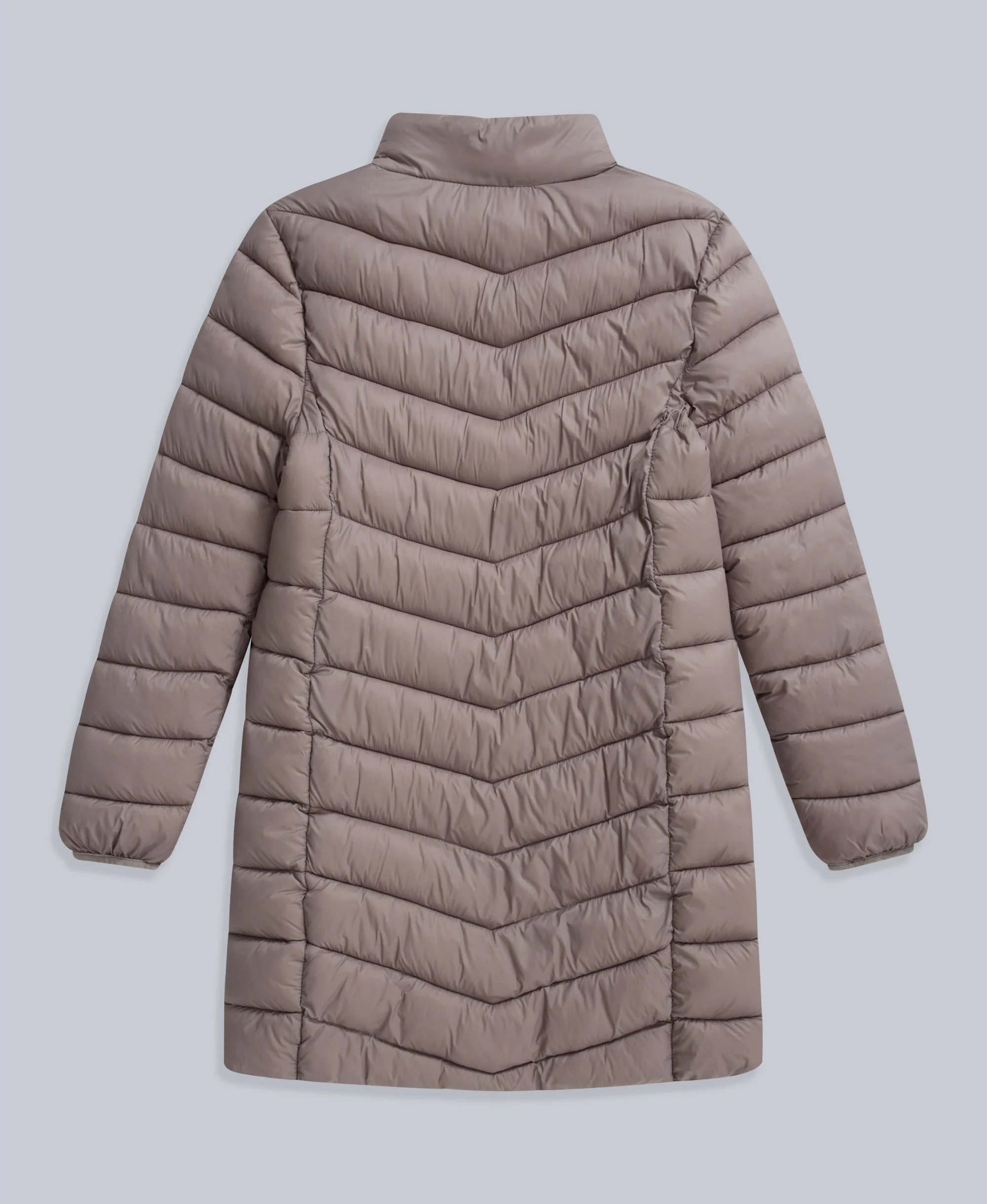Frankie Womens Longline Padded Jacket - Taupe - Image 2