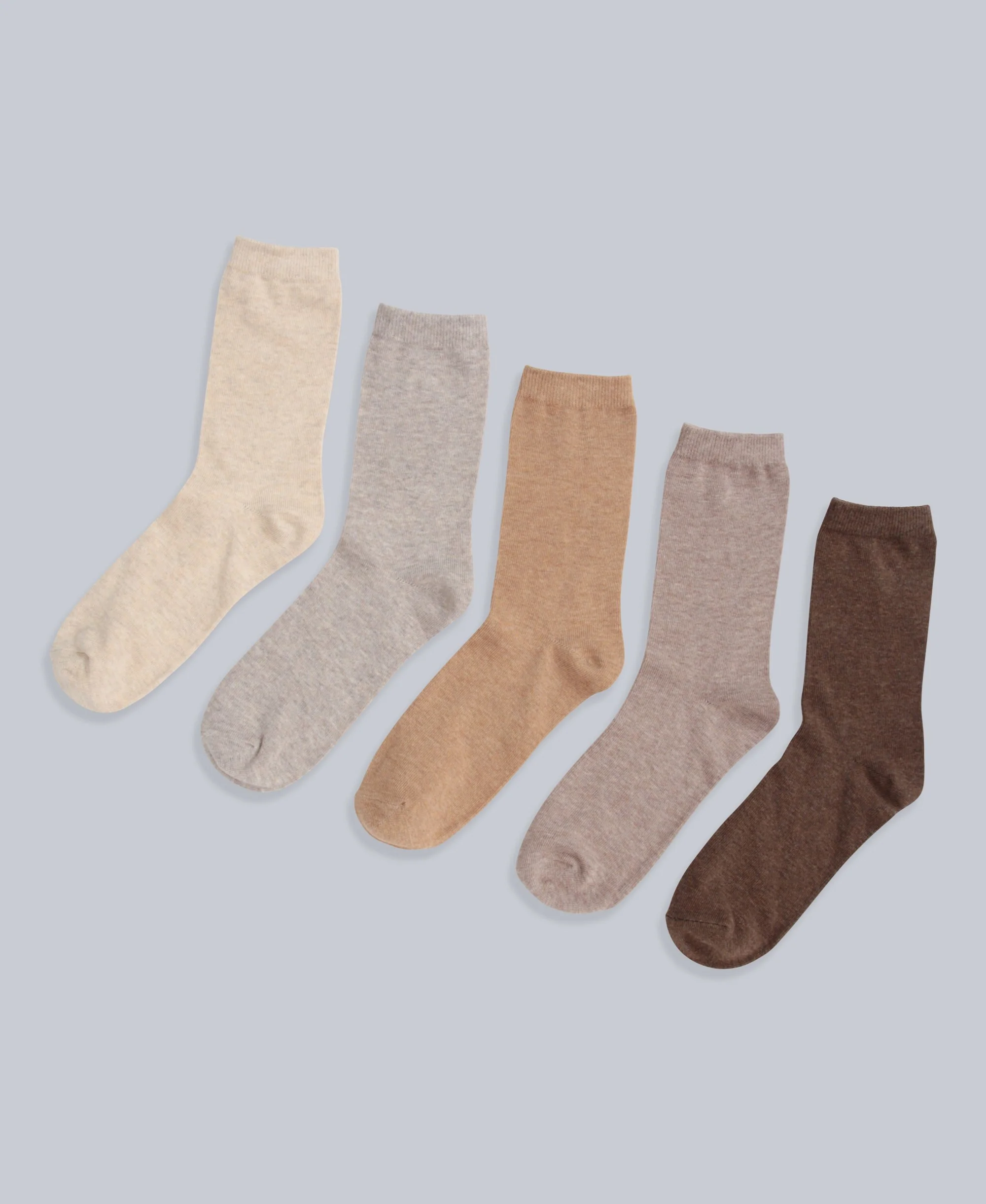 Haiden Cotton Rich Mens Mid-Calf Socks- 5 Packs - Light Beige