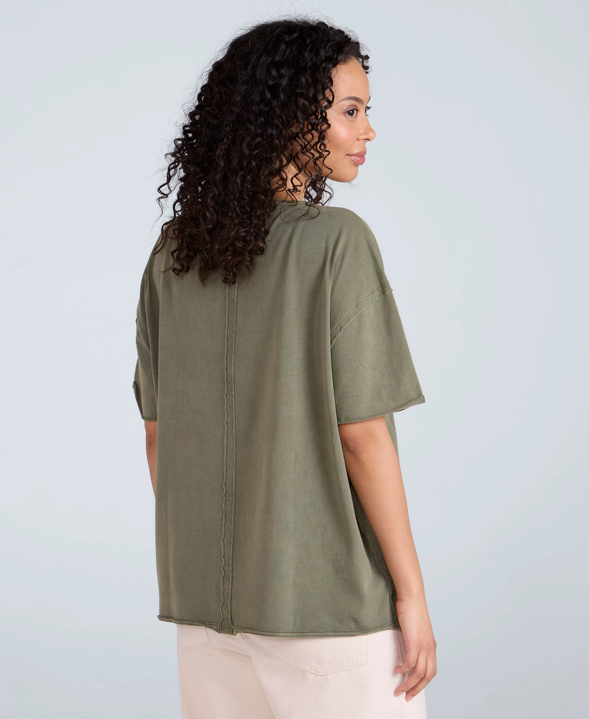 Harper Womens Oversized T-Shirt - Khaki - Image 3
