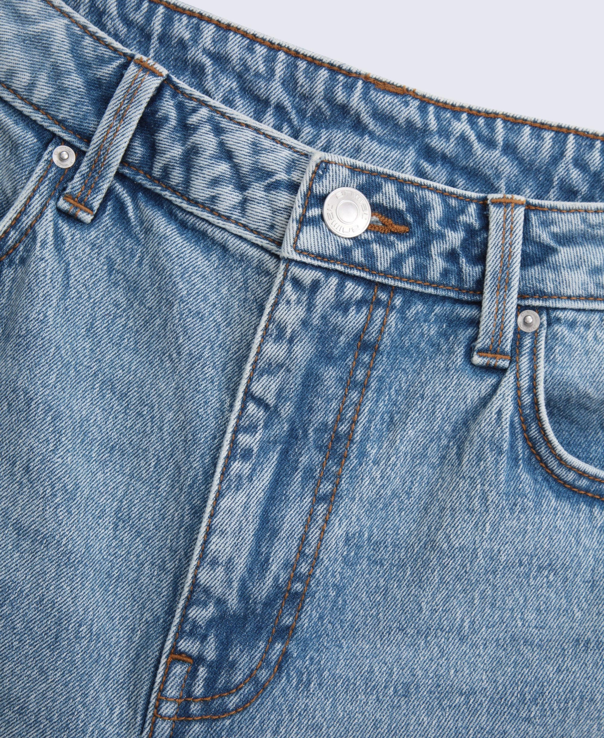 High Waisted Straight Leg Womens Jeans - Light Blue - Image 7