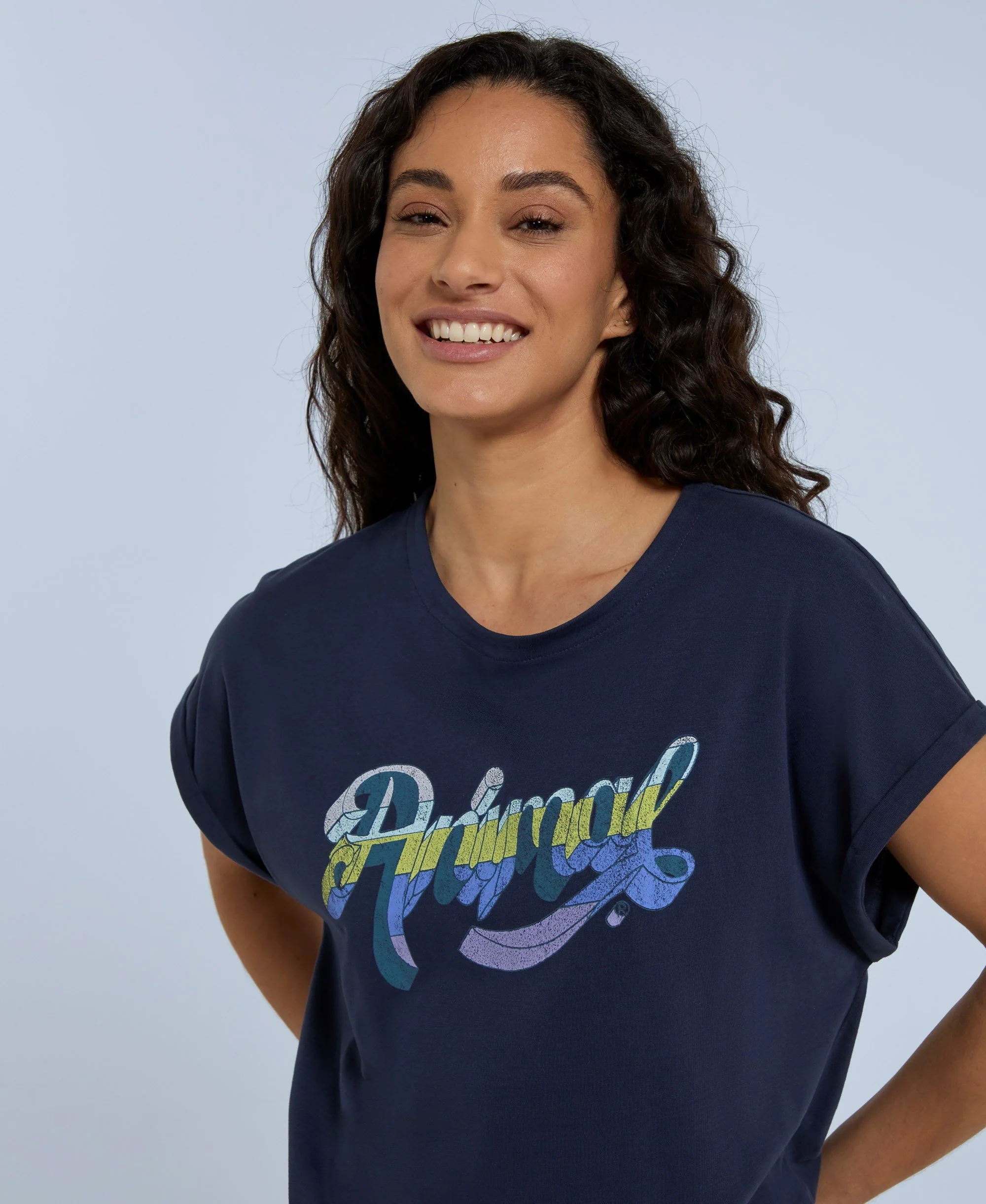 Holly Womens Script T-Shirt - Navy - Image 4