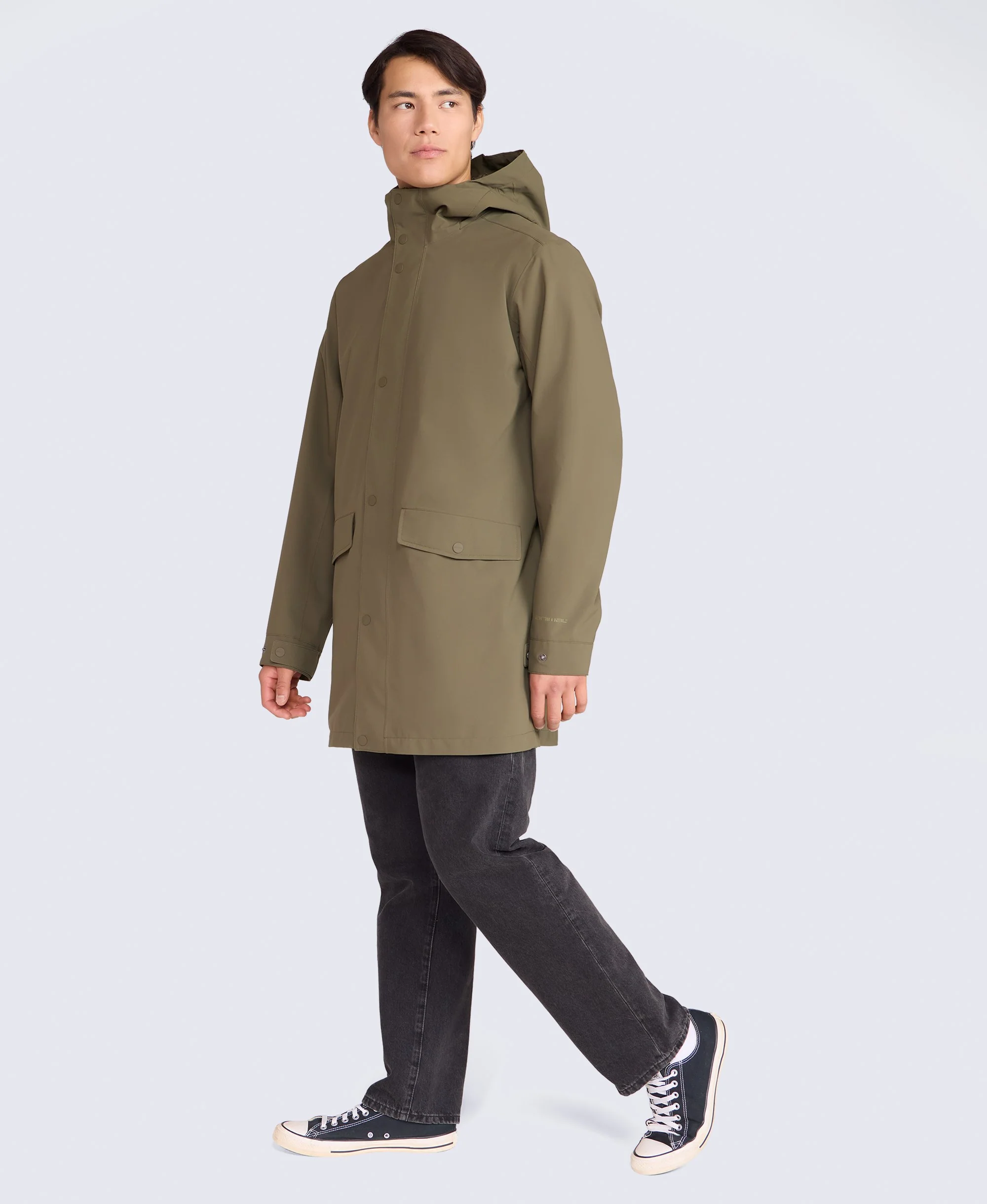 Hyde Mens Long Waterproof Jacket - Khaki - Image 2