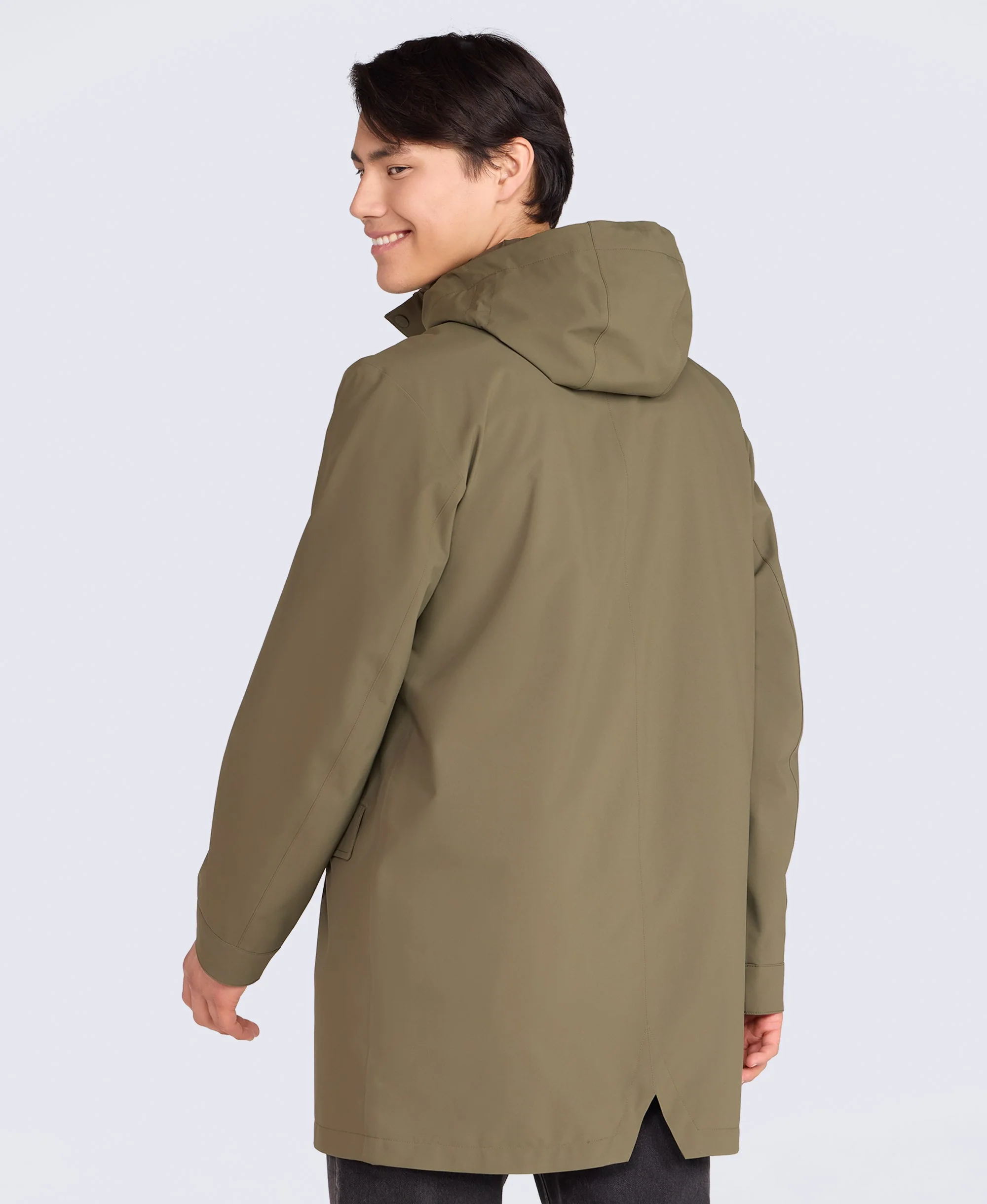 Hyde Mens Long Waterproof Jacket - Khaki - Image 3