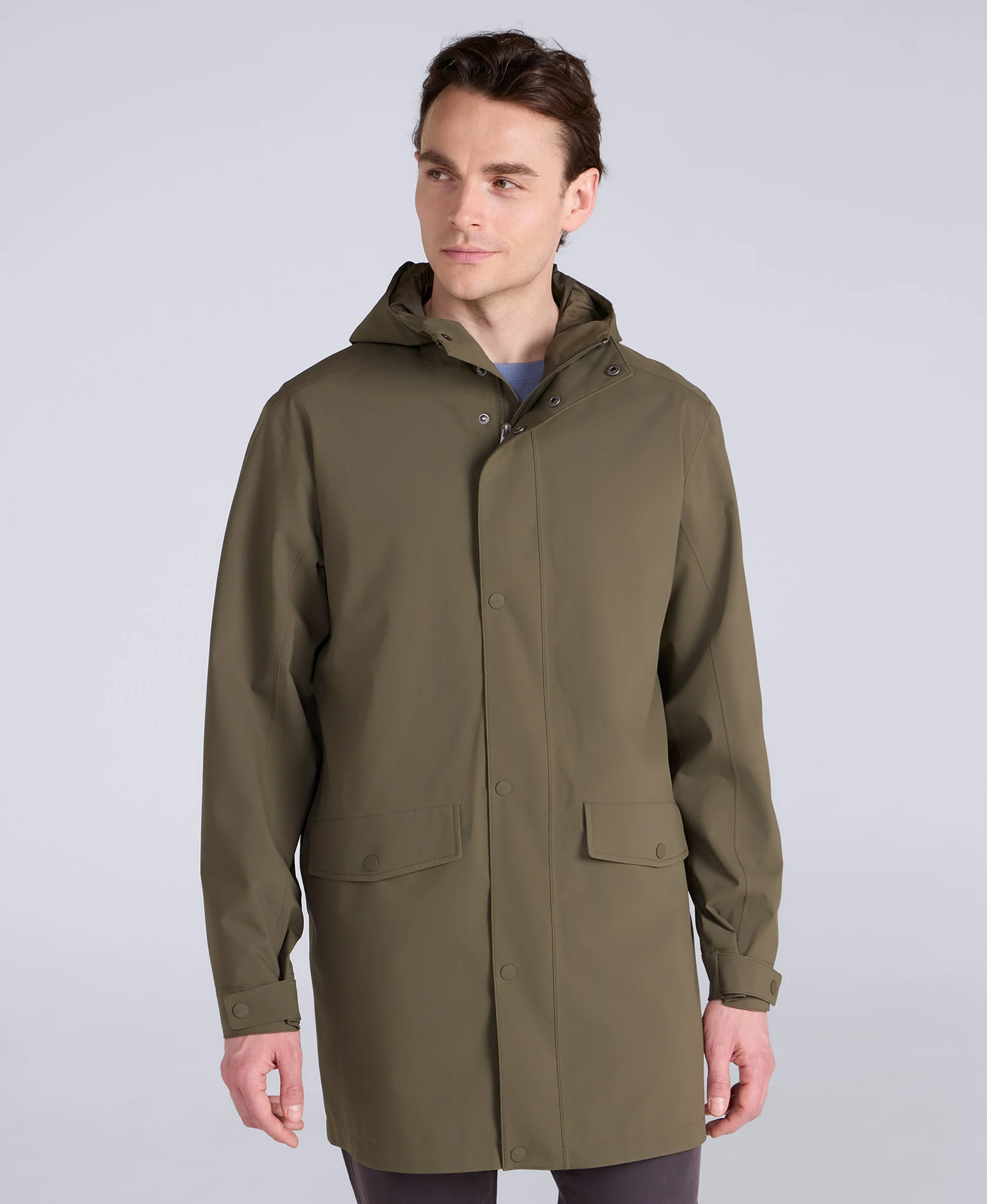 Hyde Mens Long Waterproof Jacket - Khaki - Image 5