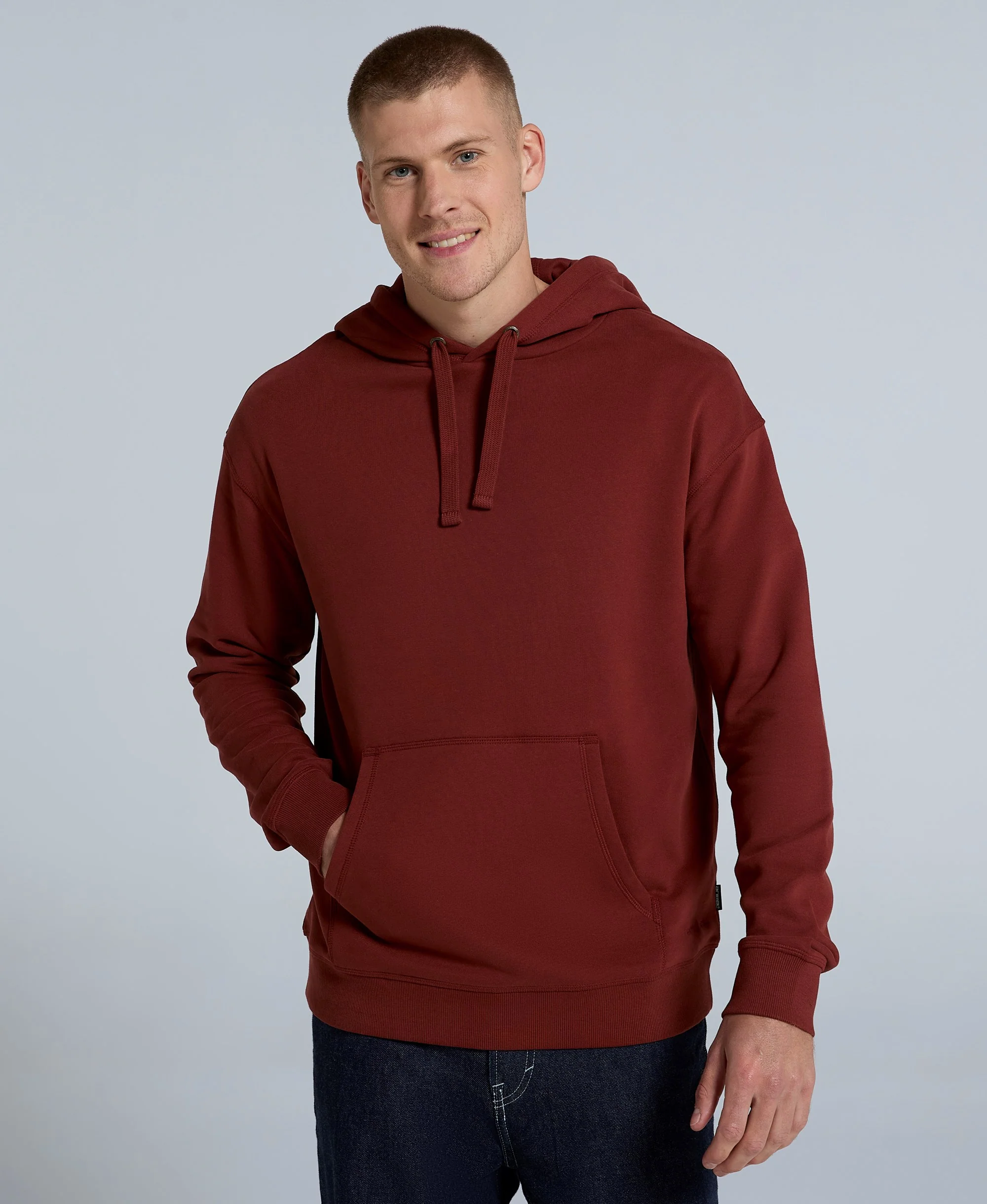 Icon Mens Drop Shoulder Hoodie - Dark Red - Image 3