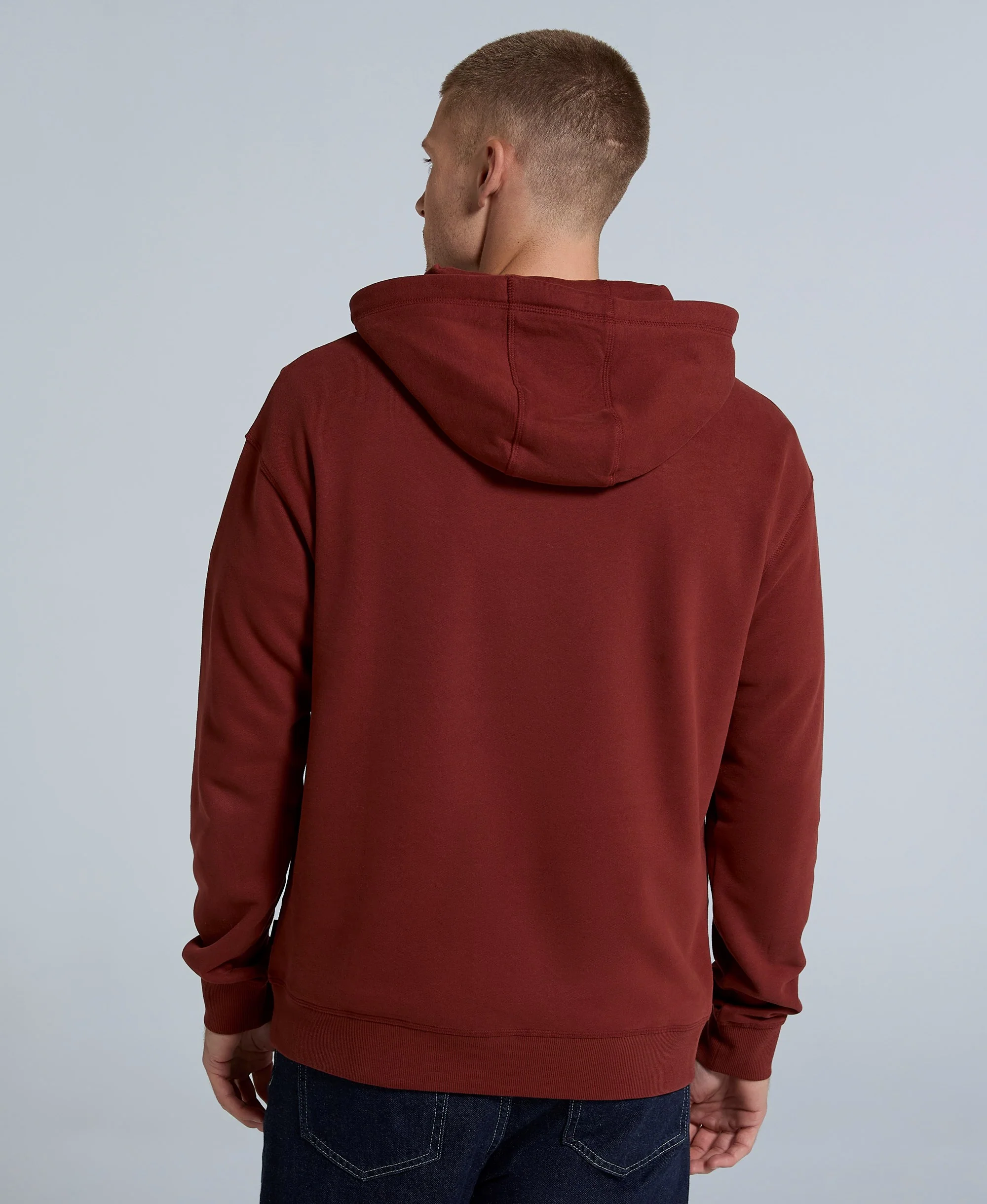 Icon Mens Drop Shoulder Hoodie - Dark Red - Image 4
