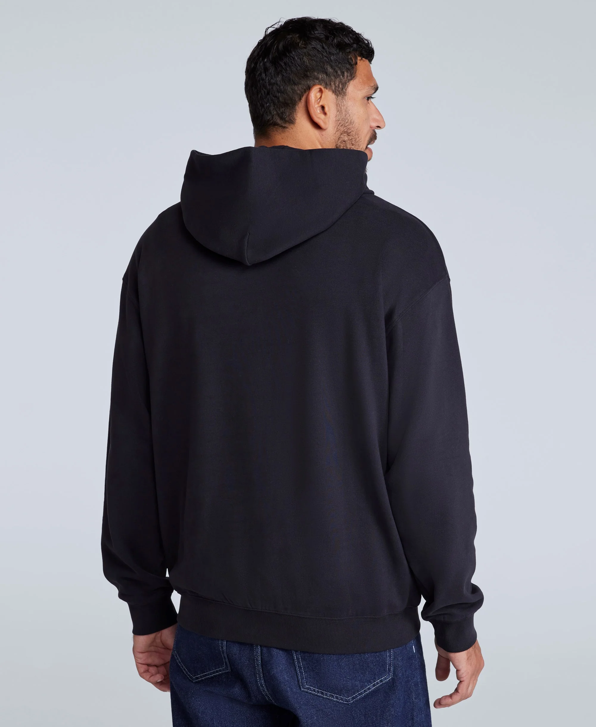 Icon Mens Drop Shoulder Hoodie - Jet Black - Image 3
