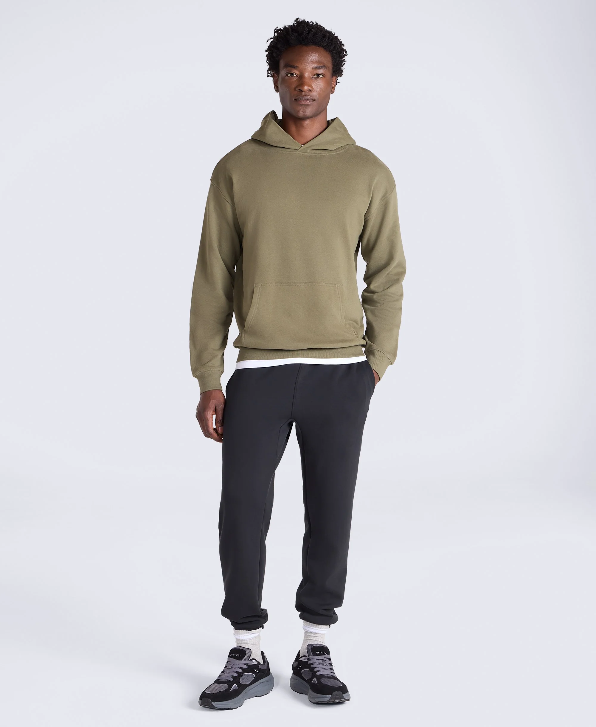 Icon Mens Drop Shoulder Hoodie - Khaki - Image 2