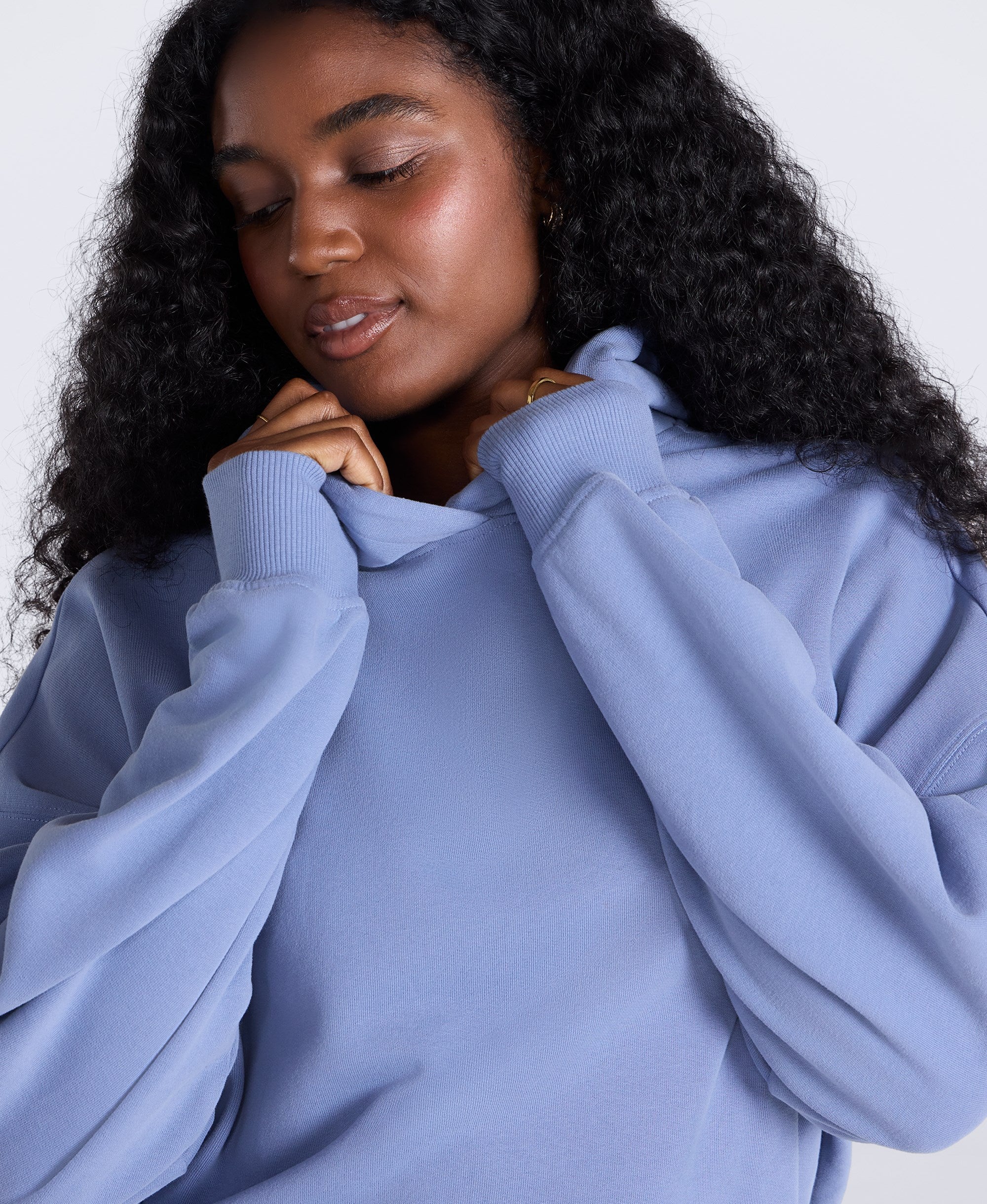 Idol Womens Drop Shoulder Hoodie - Pale Blue - Image 4