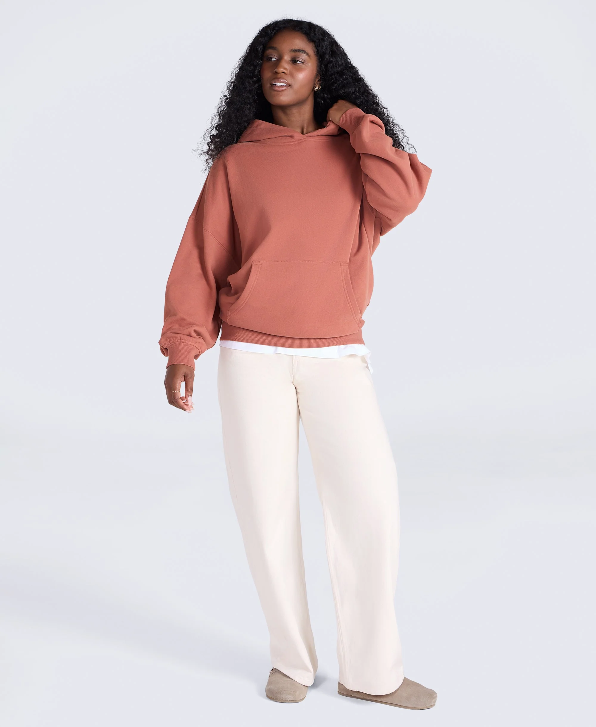 Idol Womens Drop Shoulder Hoodie - Rust - Image 2