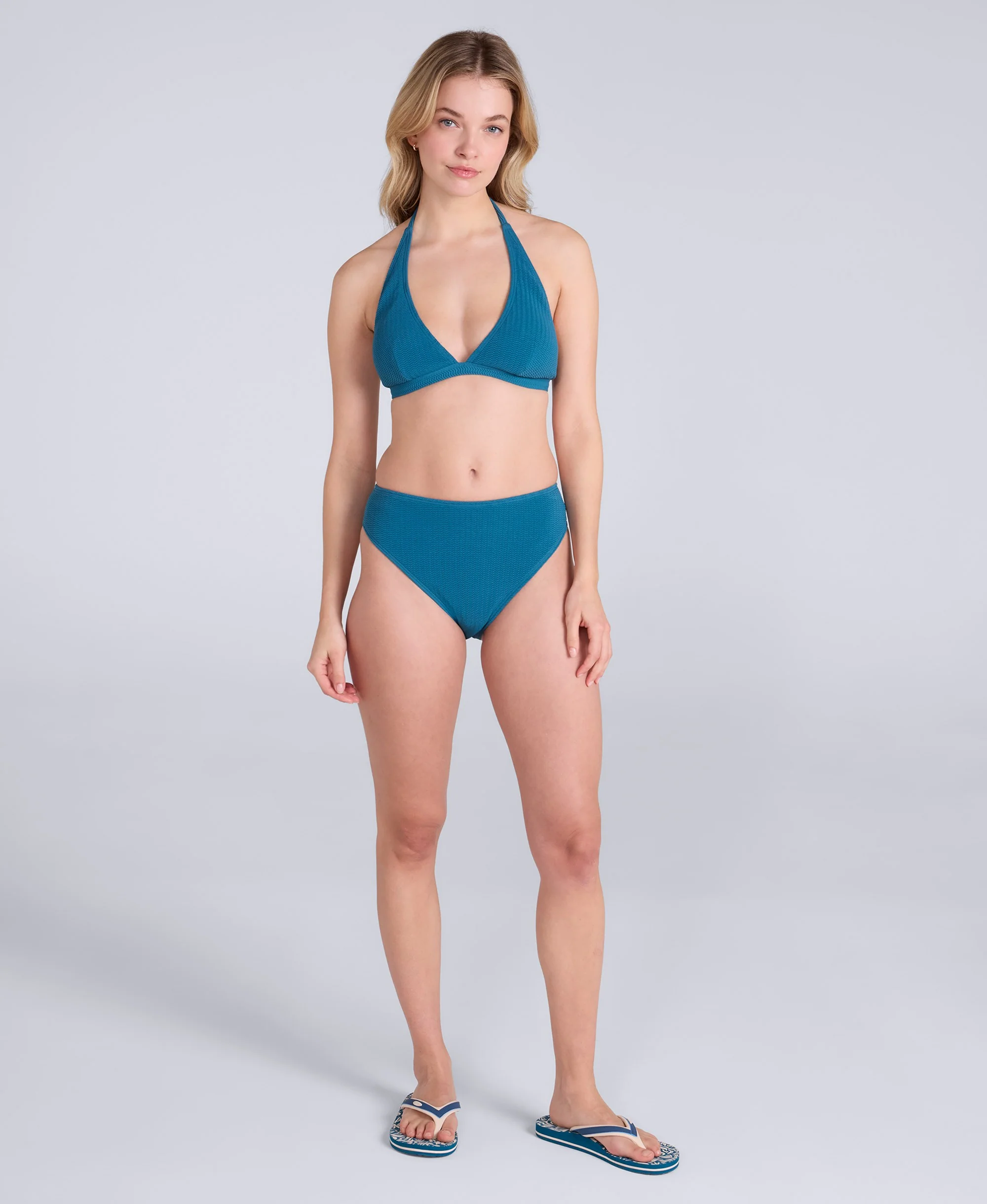 Iona Womens Halter Bikini Top - Teal - Image 2