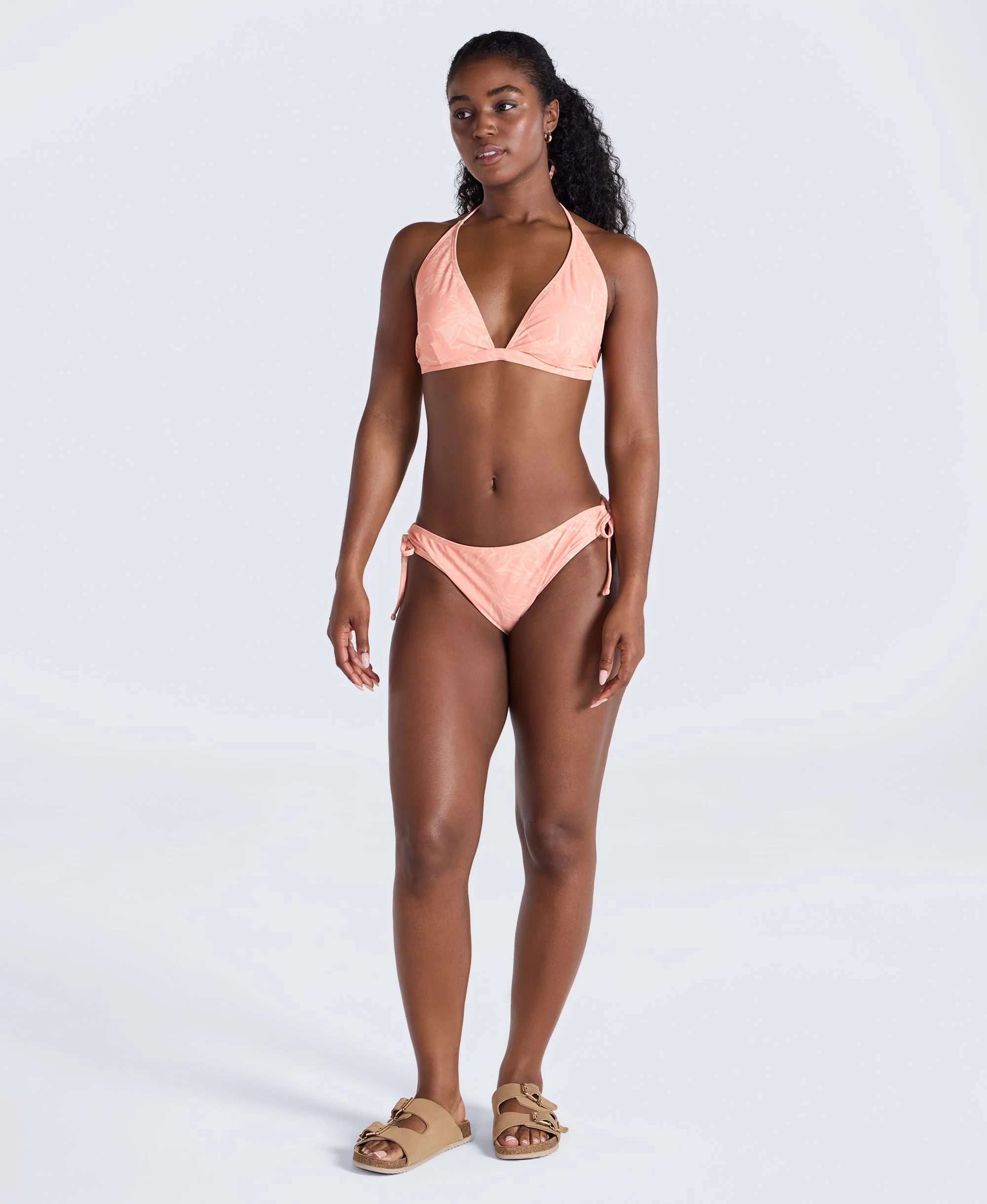 Iona Womens Halter Printed Bikini Top - Bright Orange - Image 3